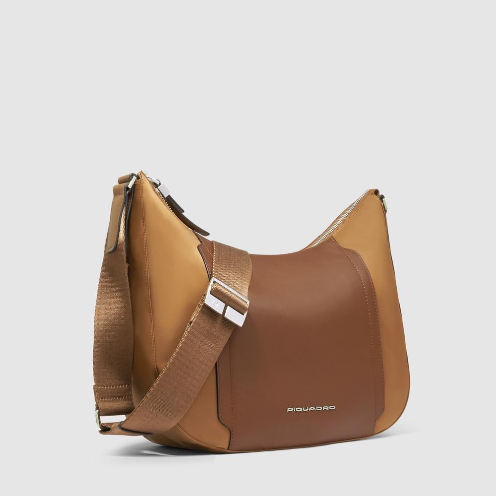 Women's crossbody bag for iPad® mini with RFID protection and pocket for Piquadro smart tracker PIQUADRO Brown