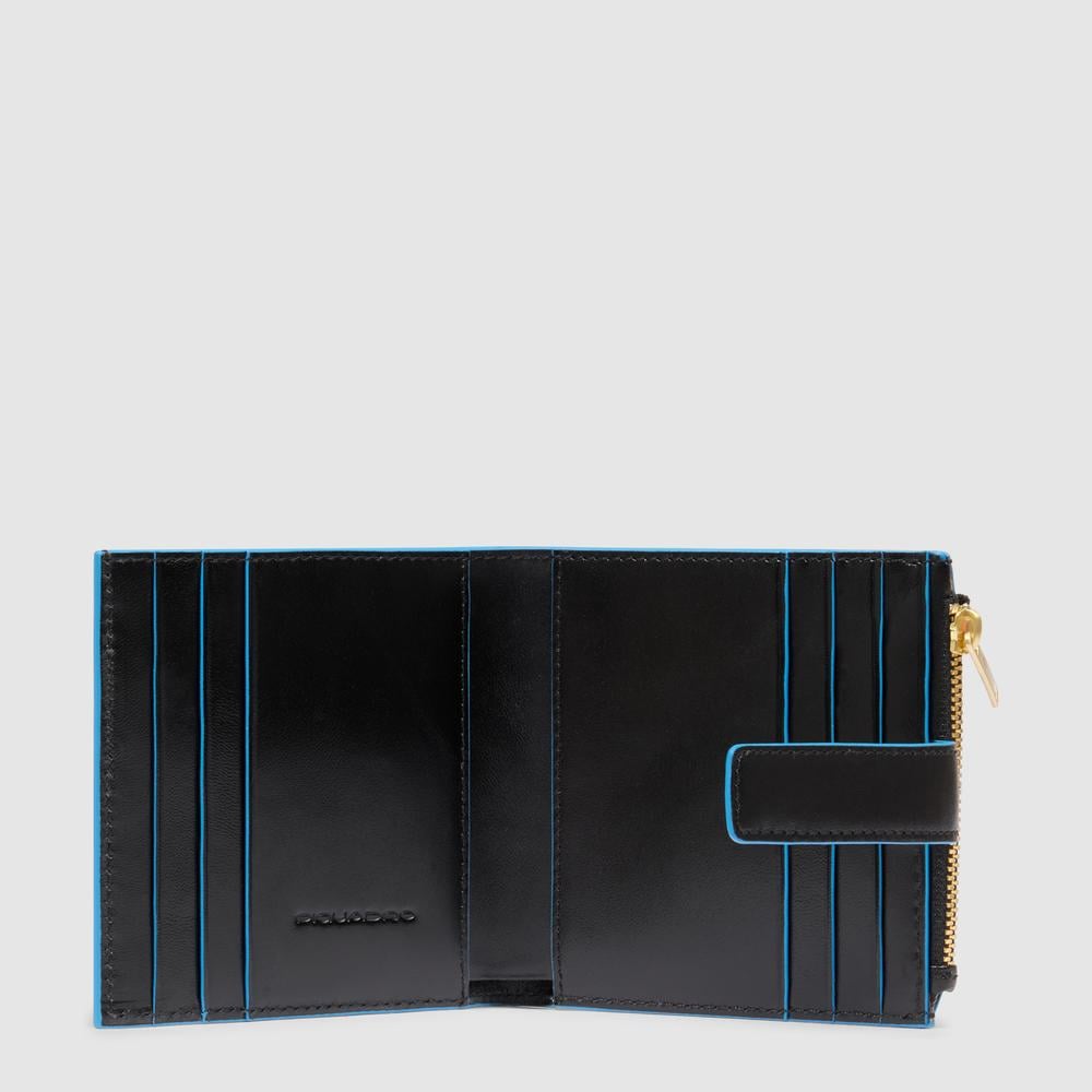 Women's leather credit card holder with coin pocket and RFID protection PIQUADRO Black