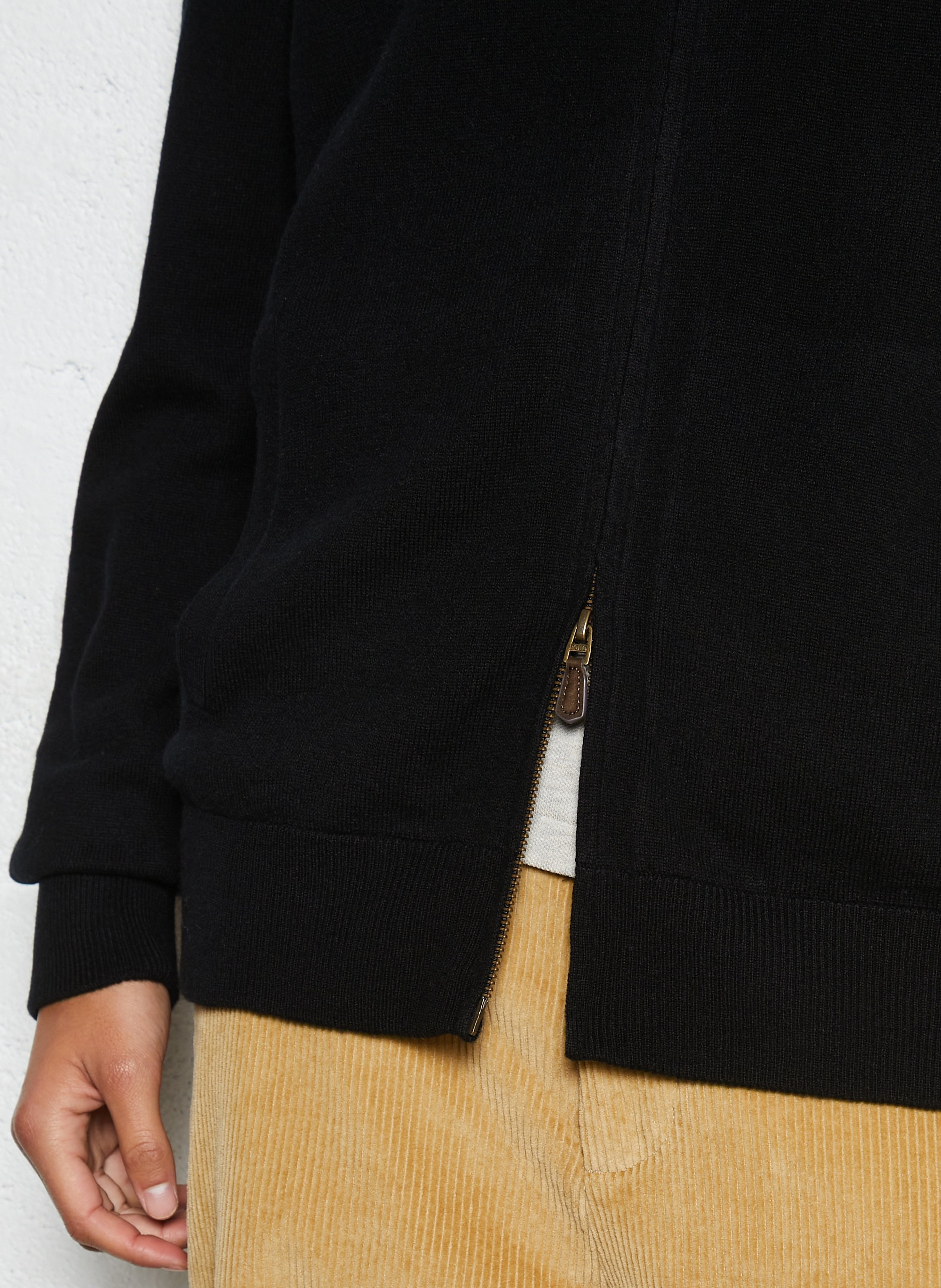 Gilet zippé à broderie logo en laine POLO RALPH LAUREN Noir