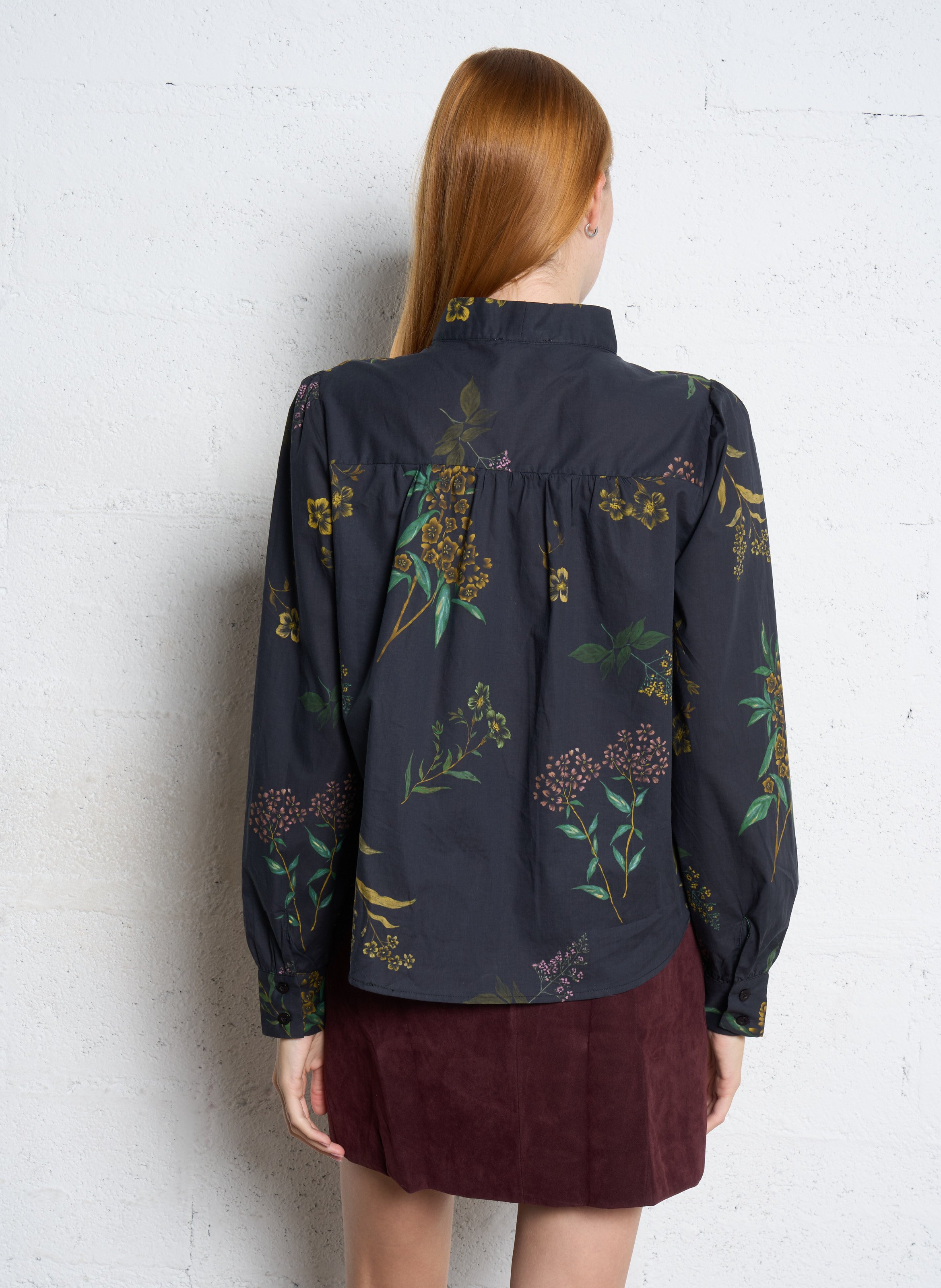 Bluse mit Bubikragen aus Baumwolle THE KORNER Schwarz