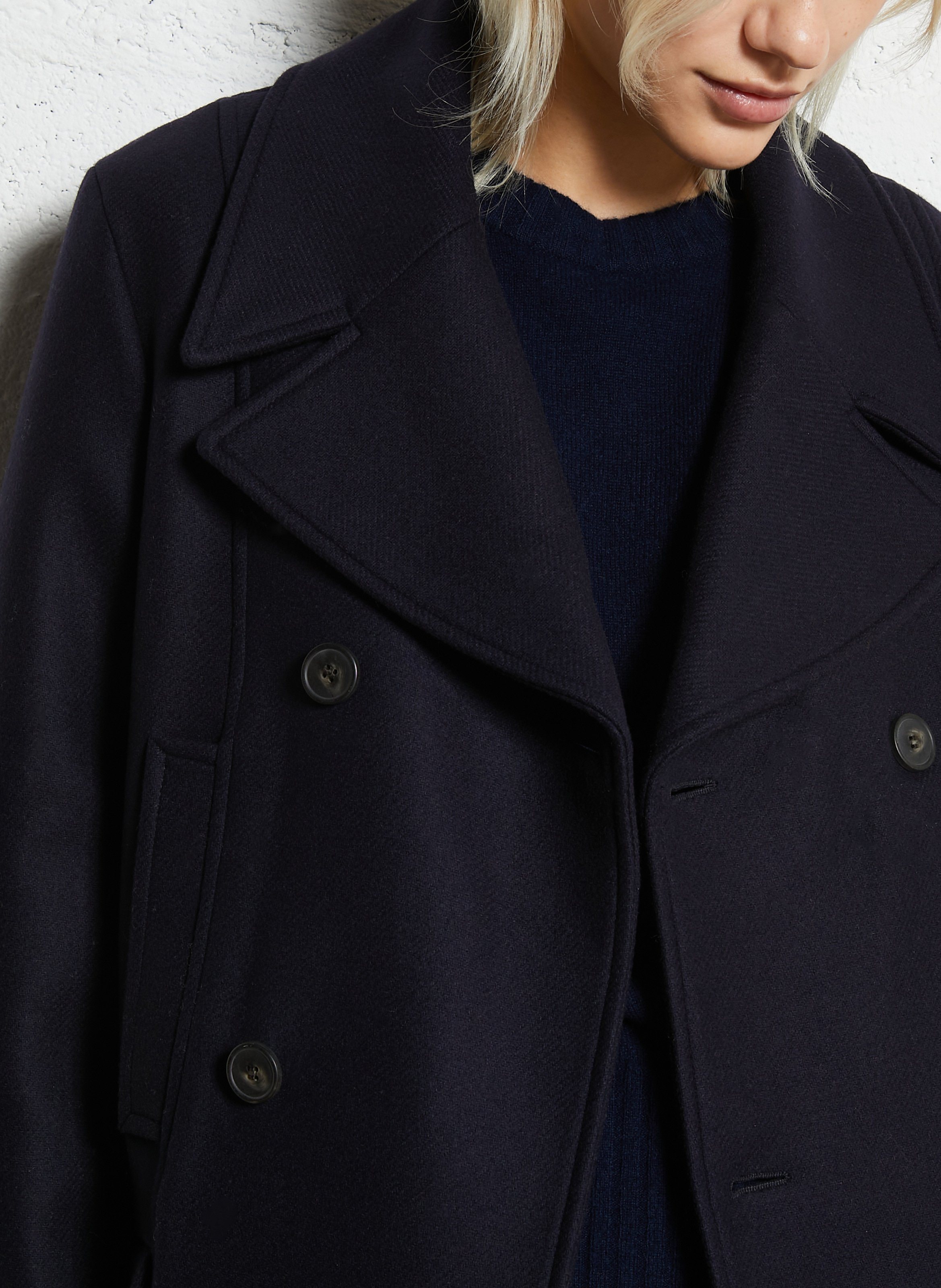Oversized wool-blend coat with tailored collar MAISON 123 Blue