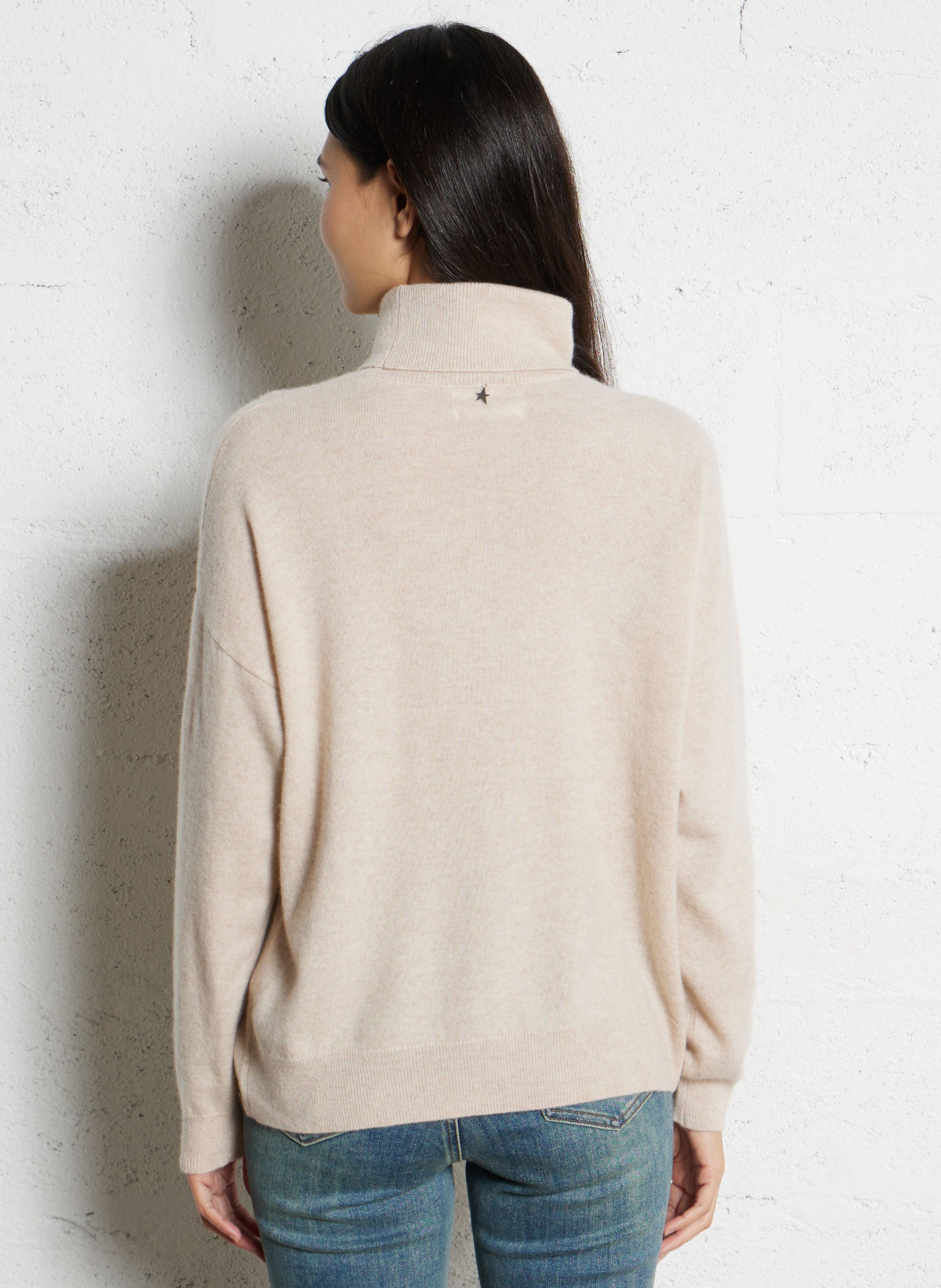 Pull oversize col roulé en cachemire SUD EXPRESS Beige