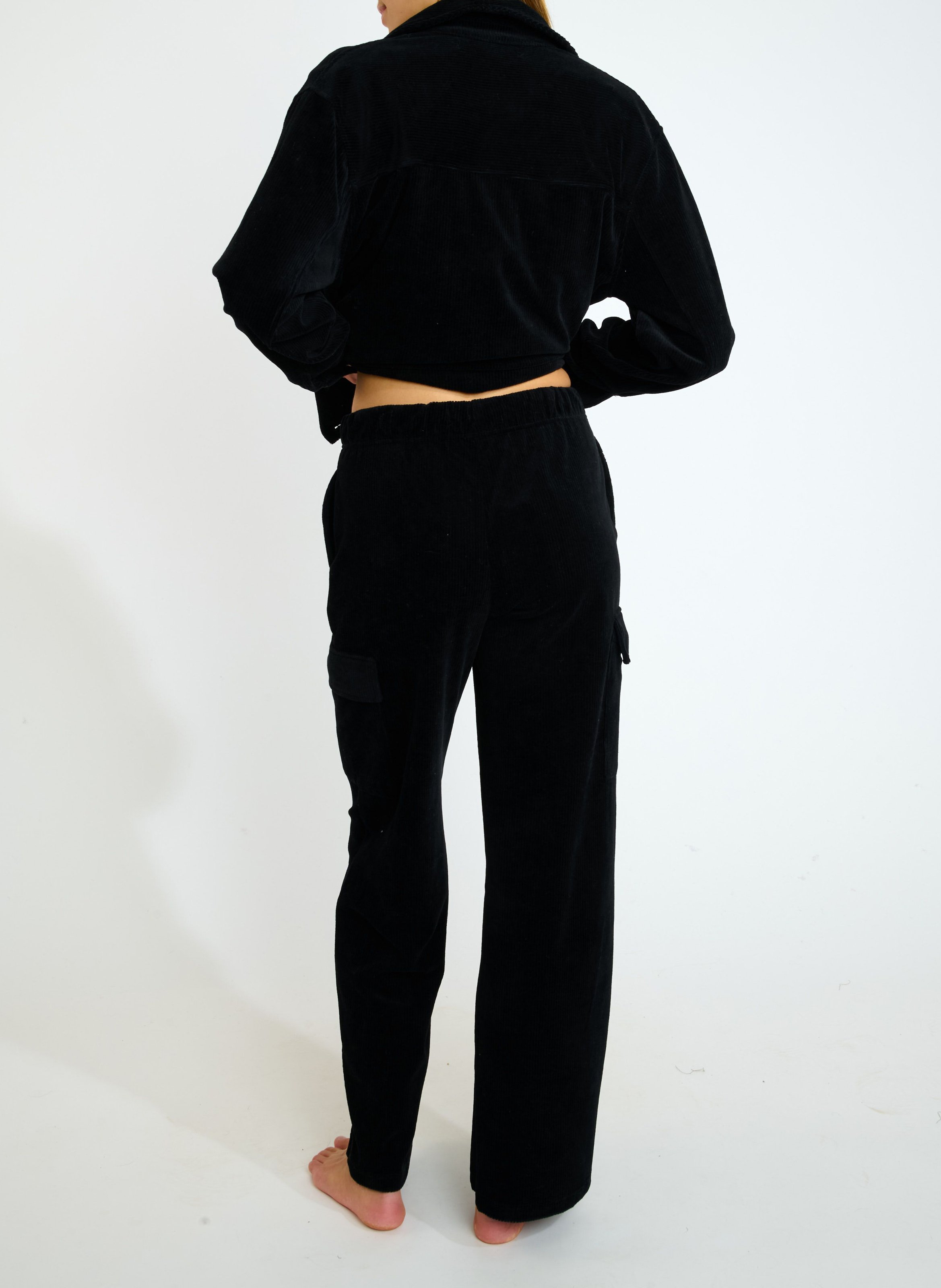 Ribbed knit cargo pants BANANA MOON Black