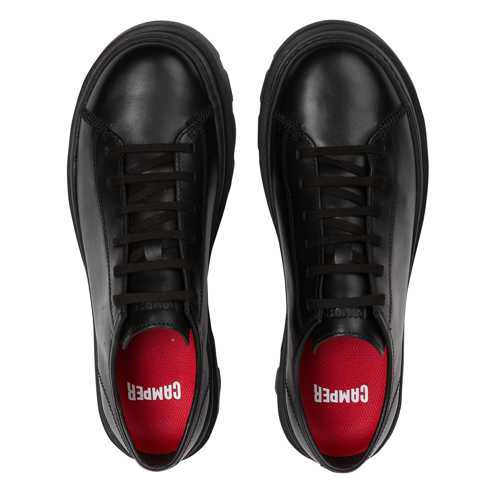 Baskets basses crantées en cuir lisse CAMPER Noir