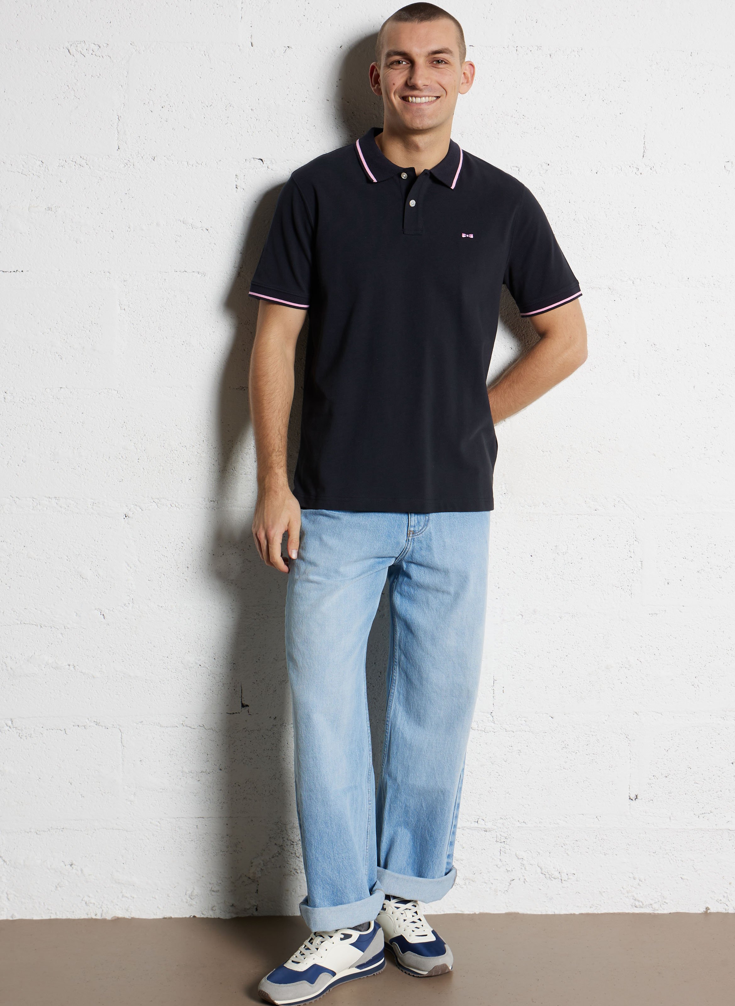 Polo droit en coton EDEN PARK Bleu