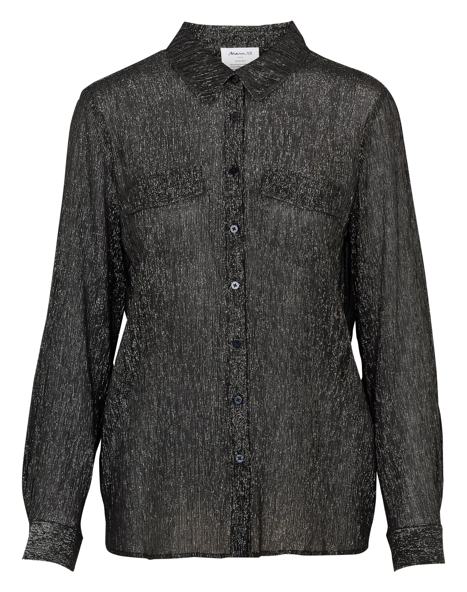 Straight shirt with metallic threads MAISON 123 Black