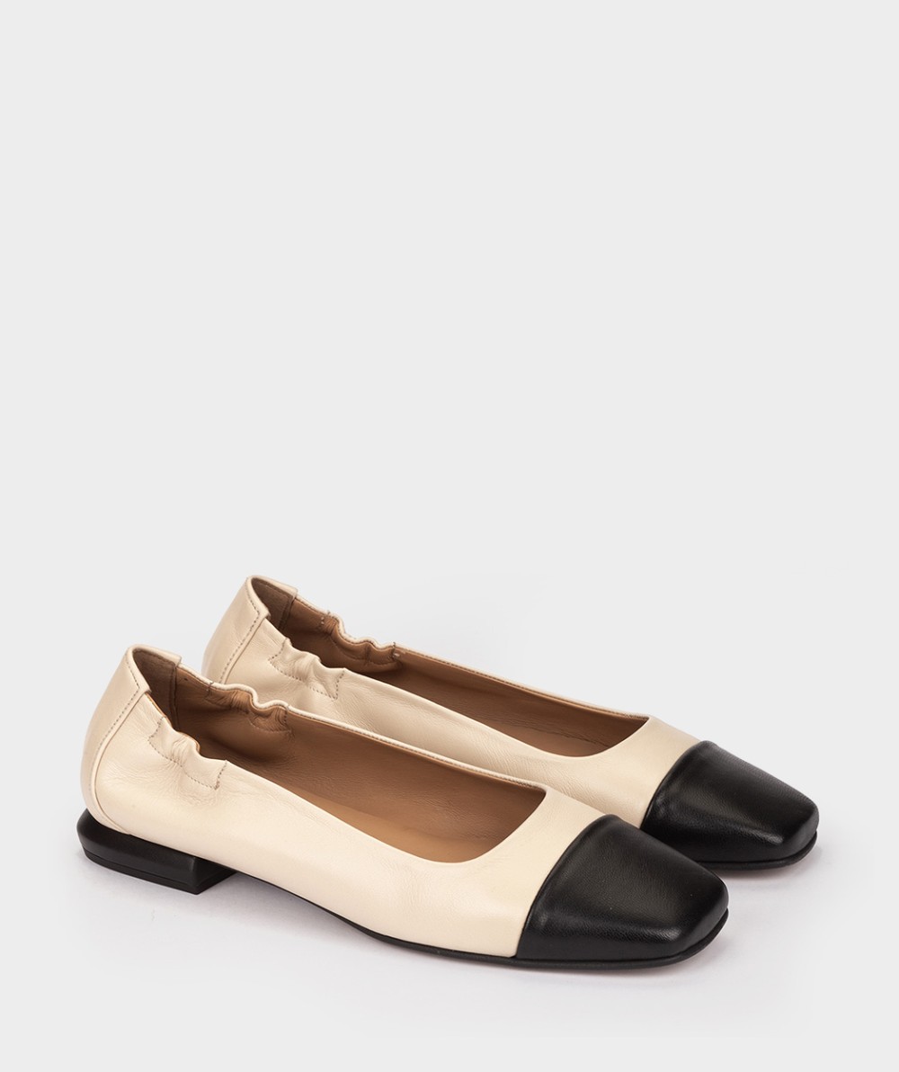 Two-tone leather ballerina flats PEDRO MIRALLES Beige