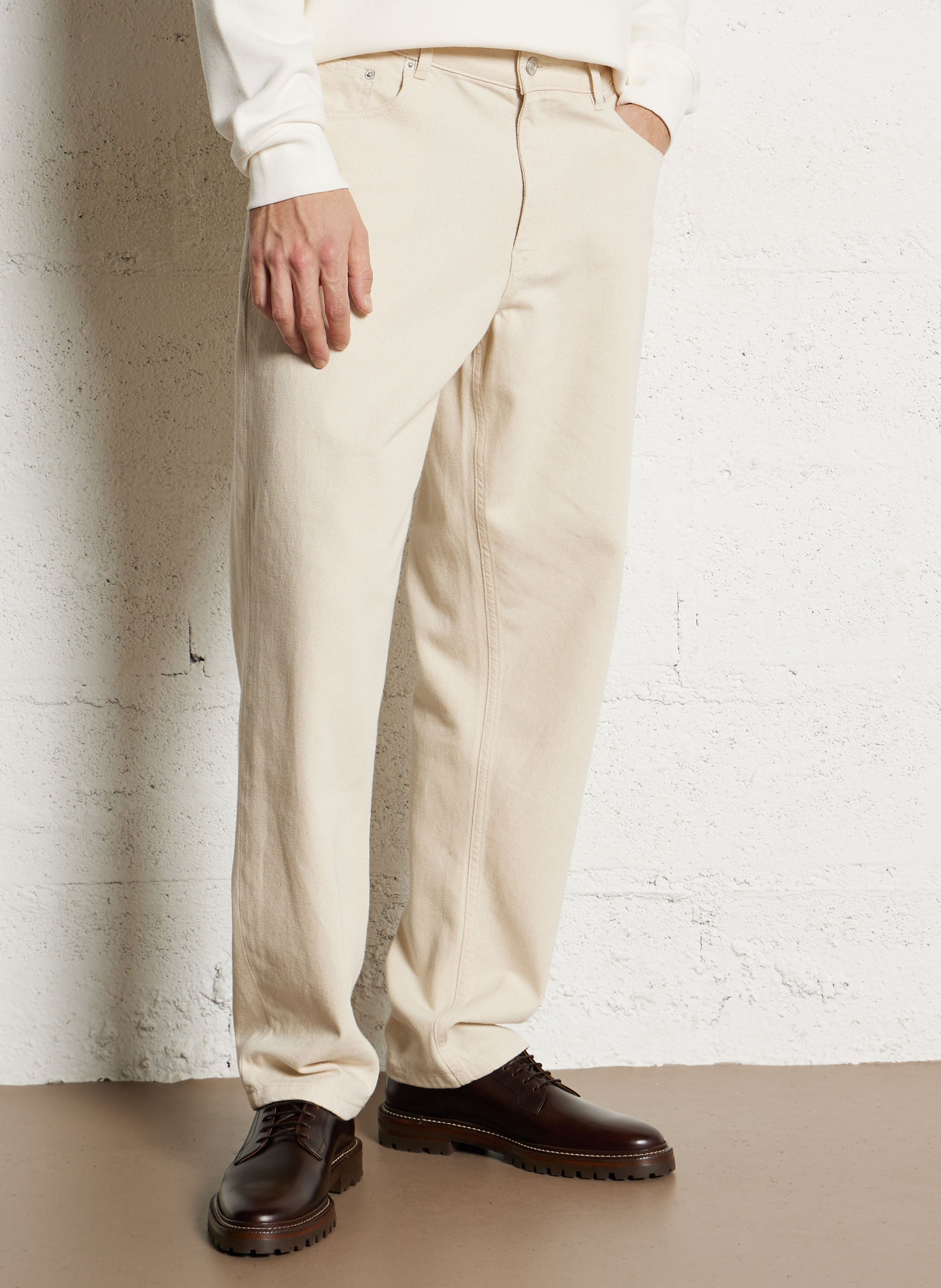 Relaxed organic cotton jeans LES DEUX Beige