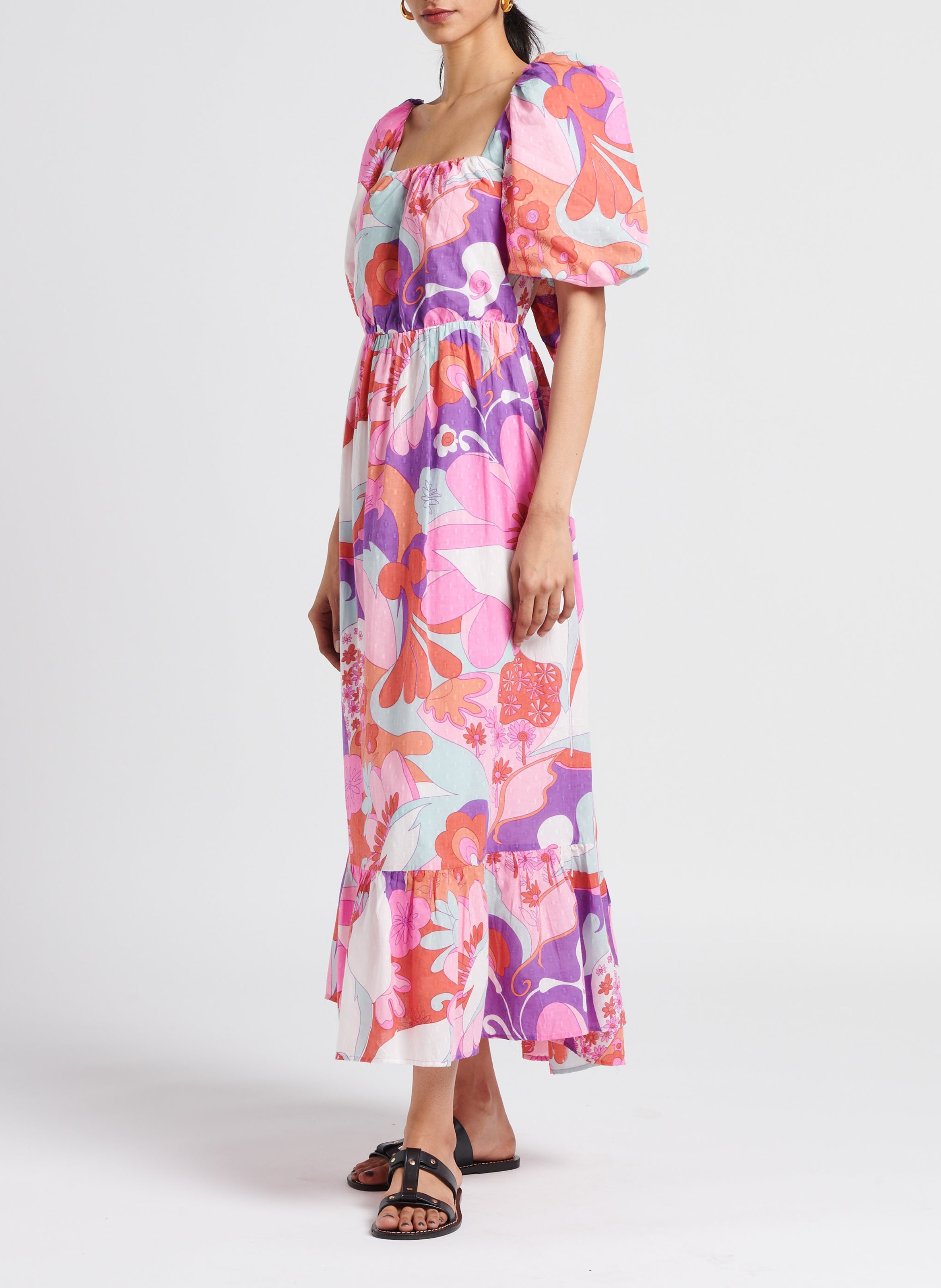 Long printed cotton dress ANTIK BATIK Pink