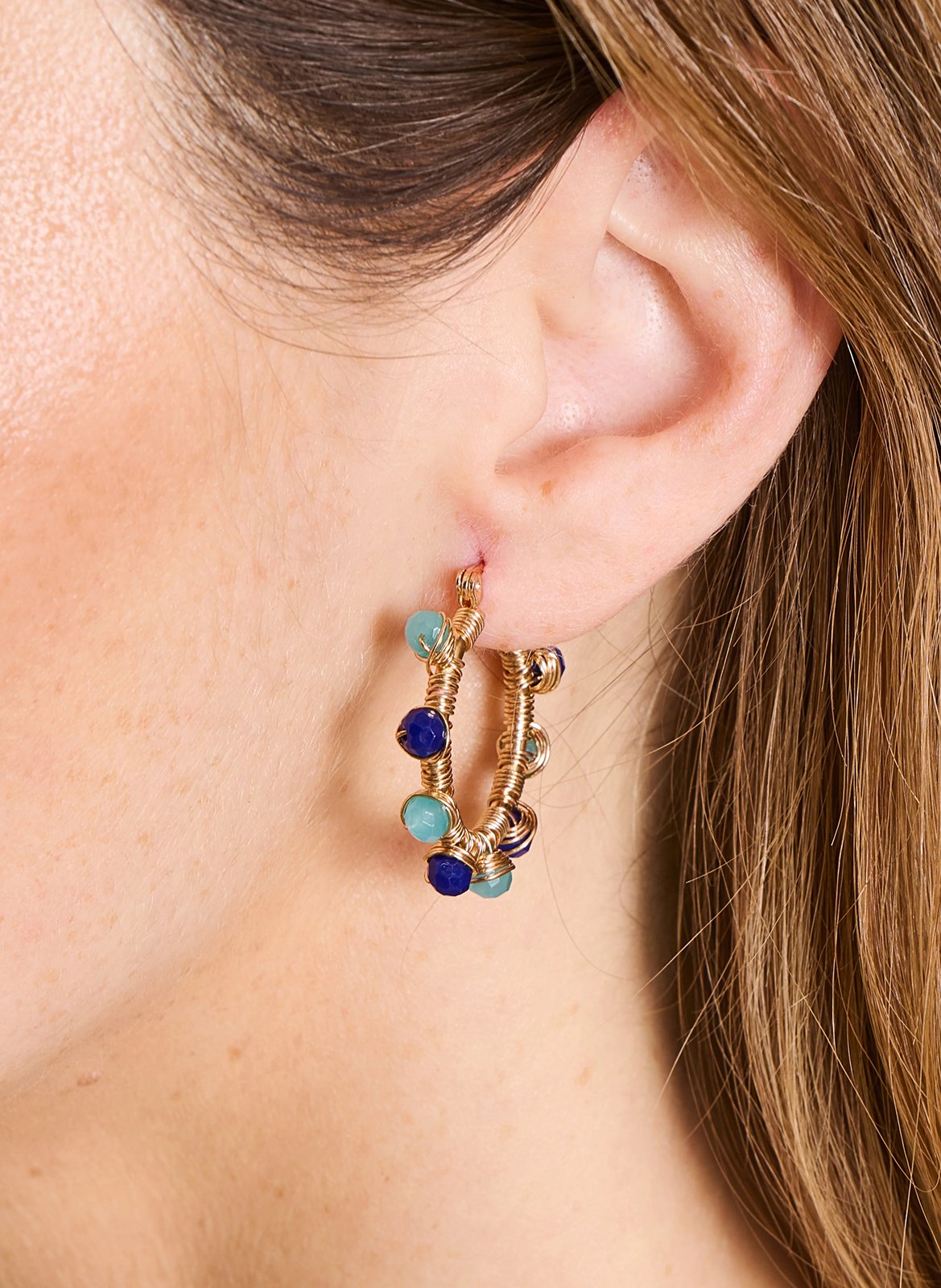 Ohrringe aus Messing und Glasperle LA FEE MARABOUTEE Gelb