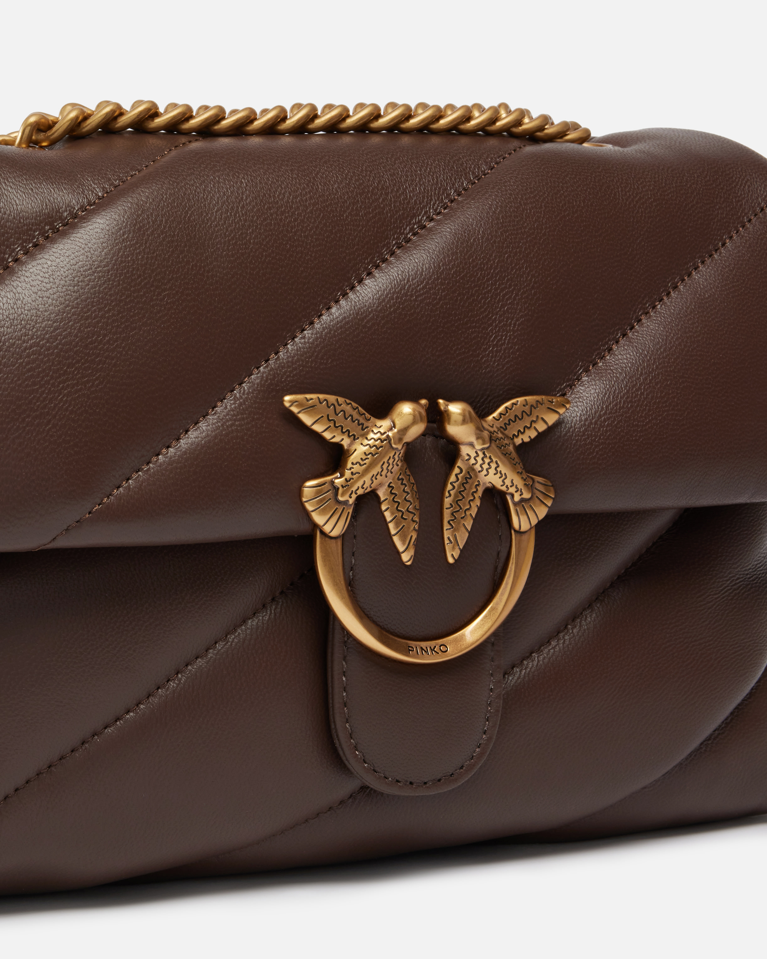 Puff Maxi Quilt Classic Love Bag PINKO Brown