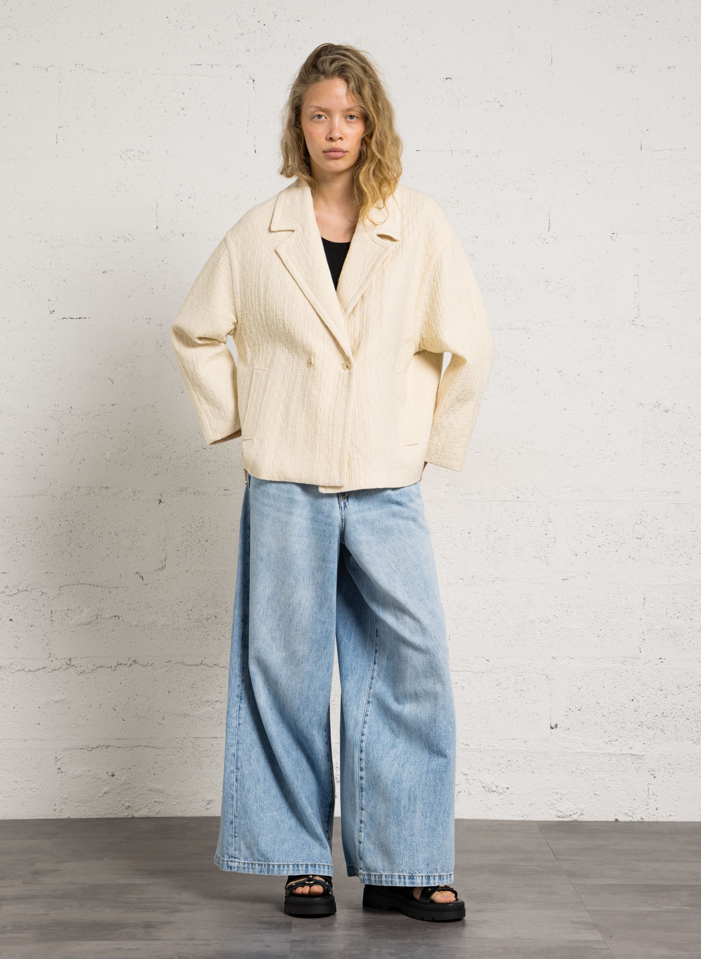 Veste col tailleur en coton THE KORNER Blanc