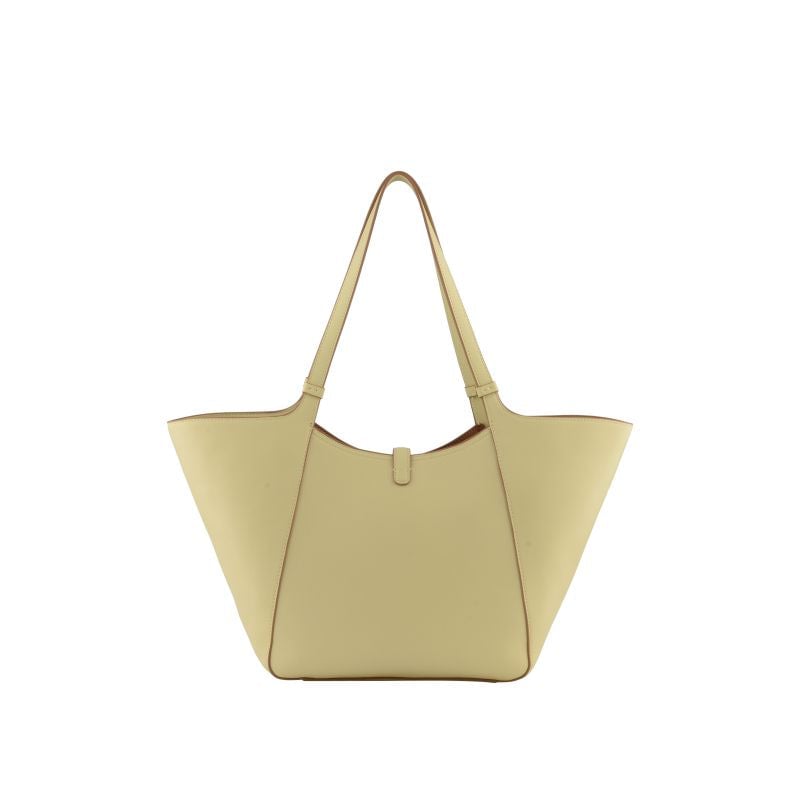 Calfskin leather shoulder bag POURCHET Yellow