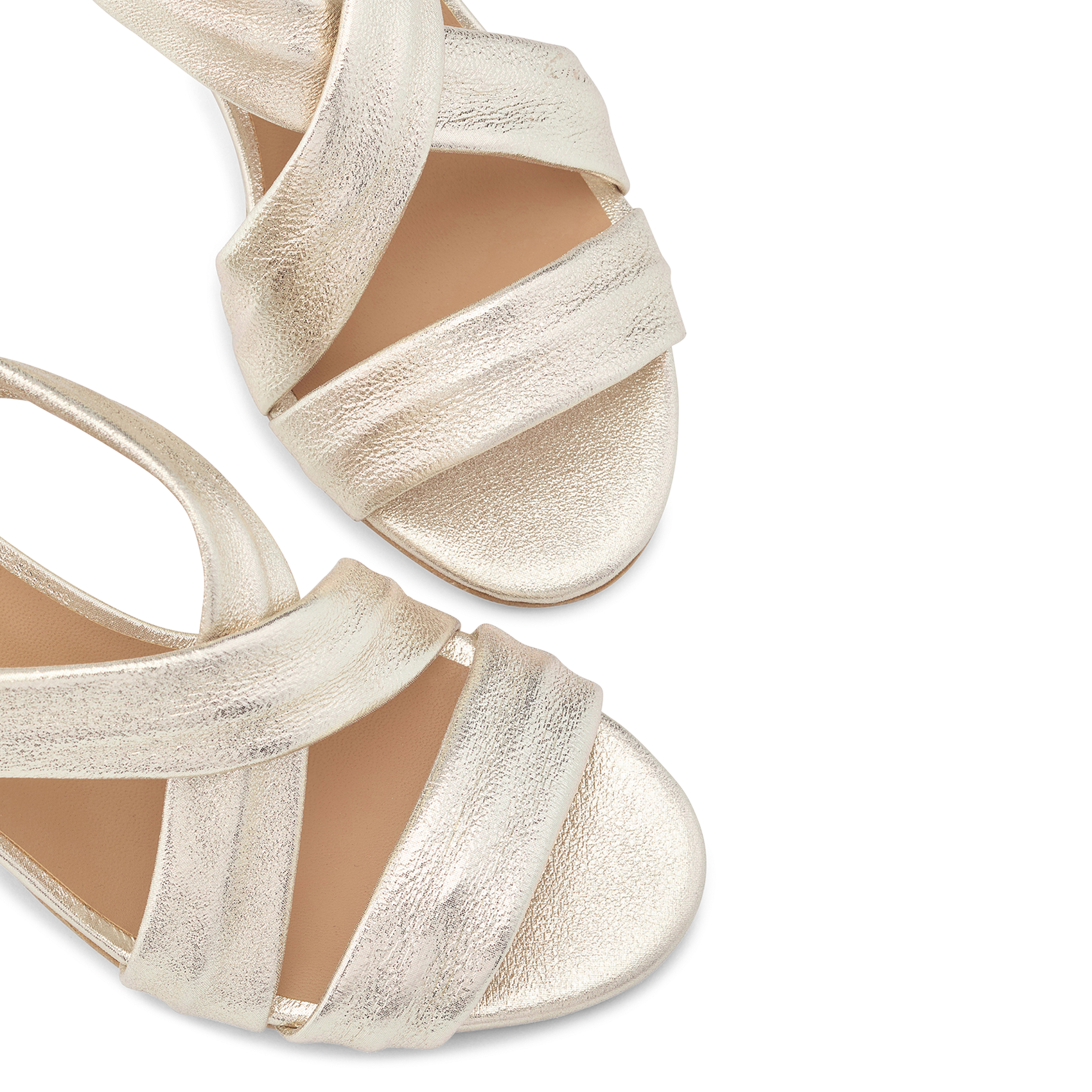 Heeled metallic leather sandals COSMOPARIS Golden