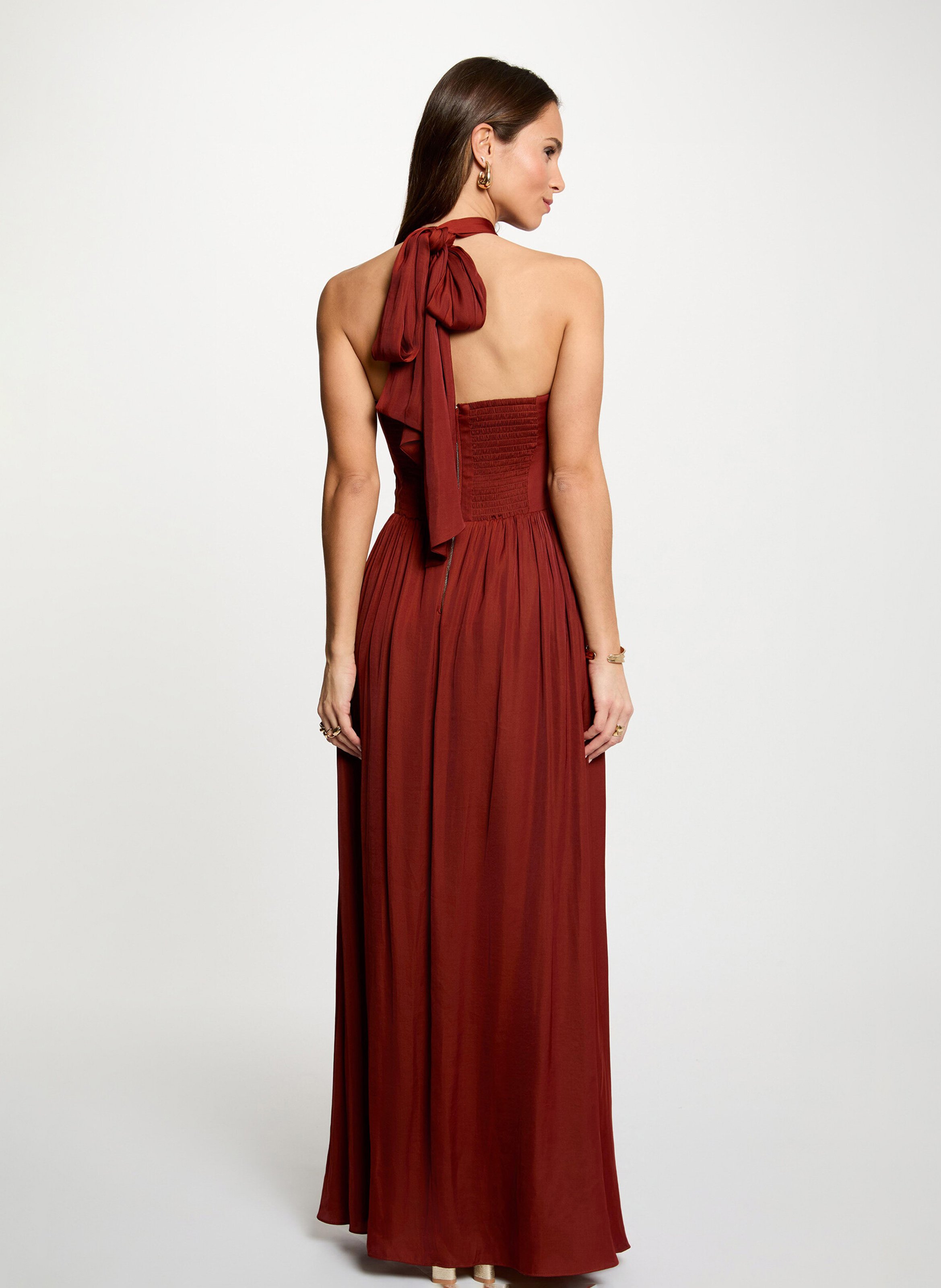 Robe longue ample unie MORGAN Marron
