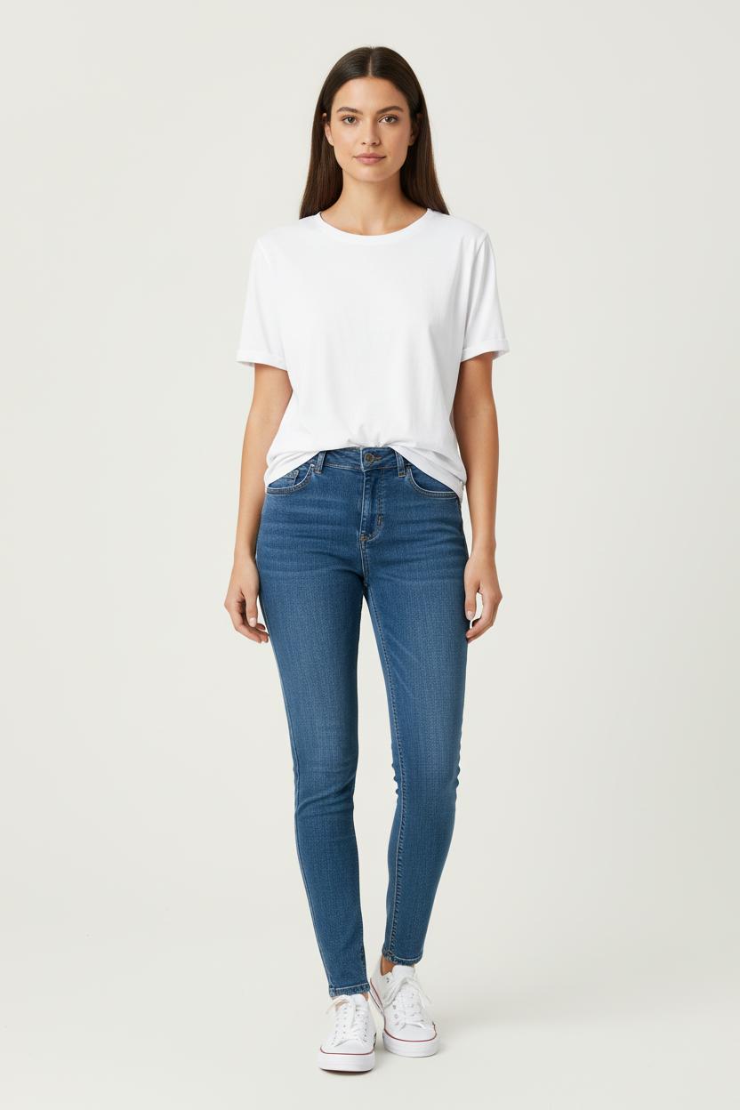 Cropped slim jeans with studs LIU JO - SECONDE MAIN Blue