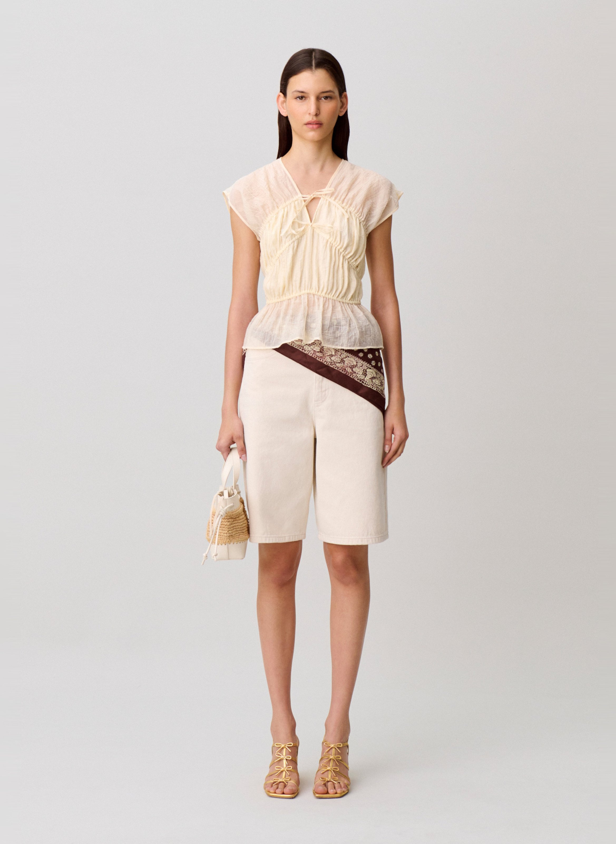 Mouwloze top met plooitjes CLAUDIE PIERLOT Wit