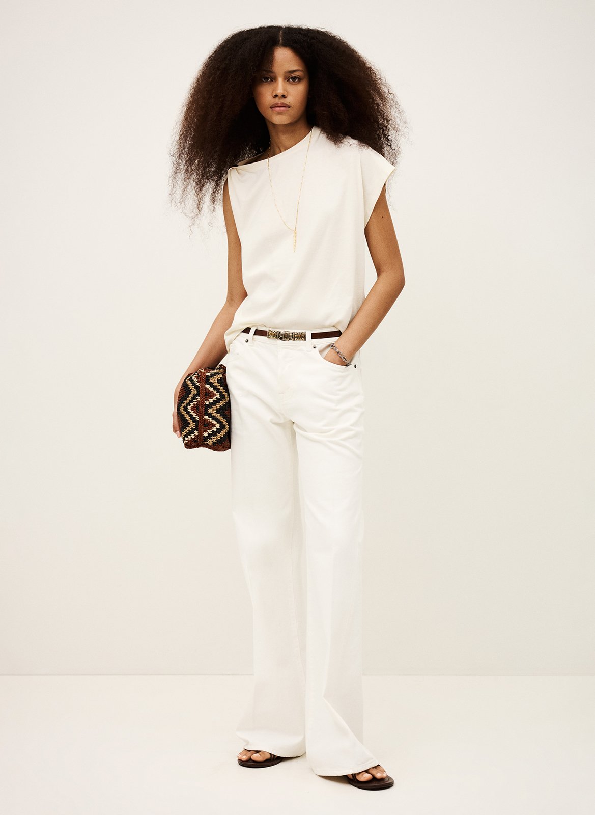 Effen top met lange mouwen en ronde hals BA&SH Beige