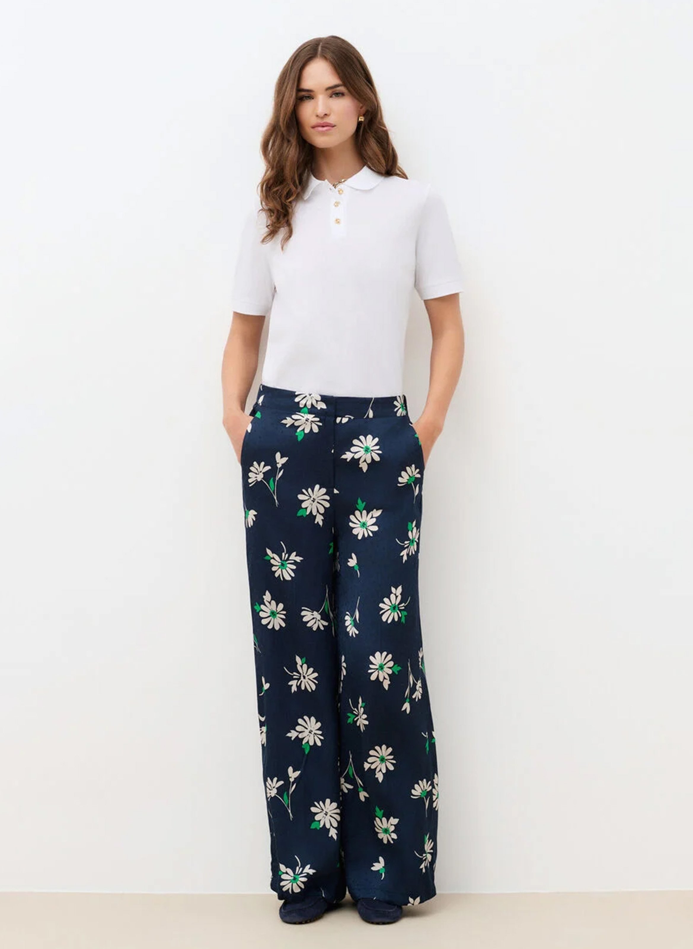 Pantalon large imprimé CAROLL Bleu