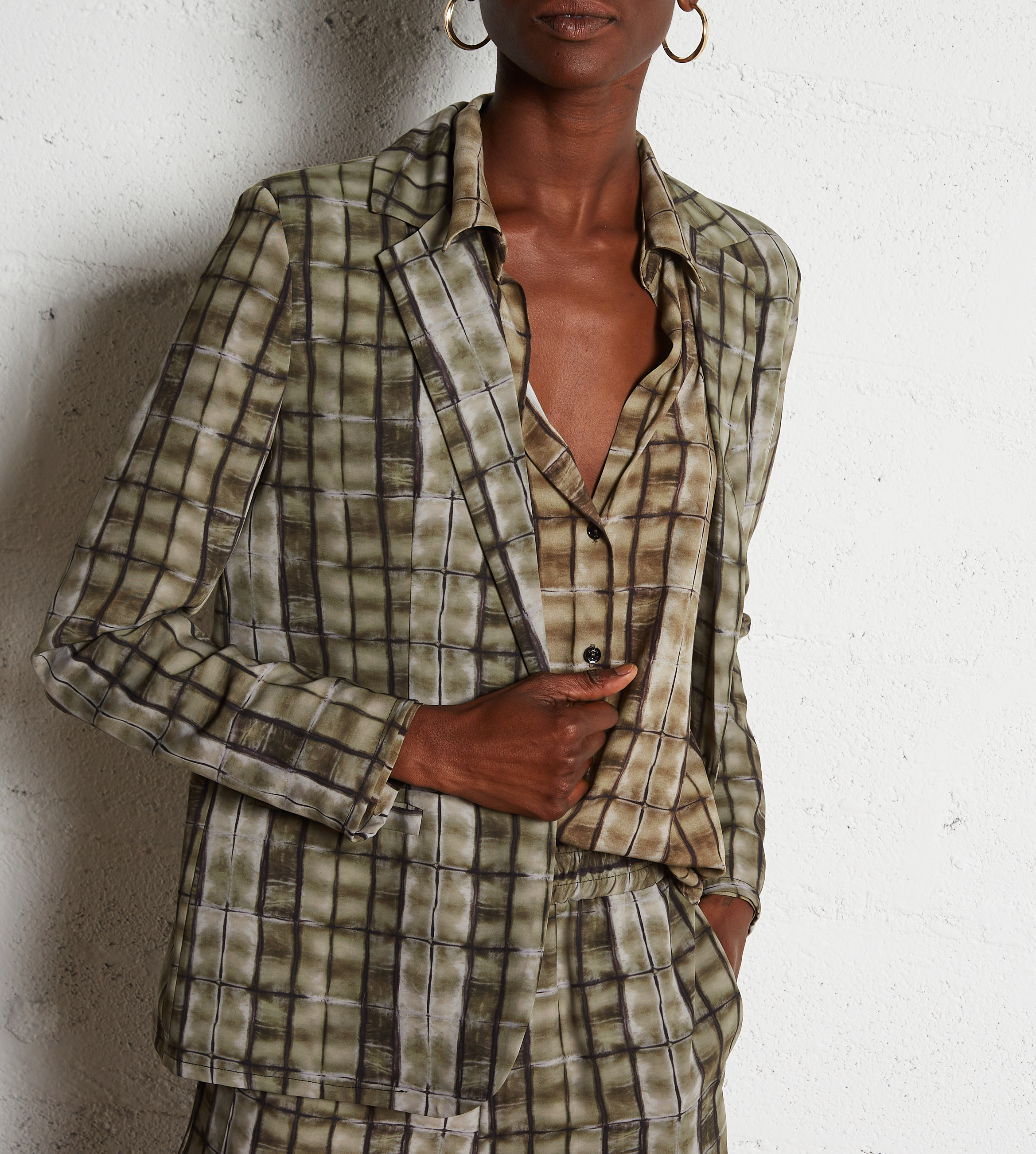 Blazer mit geradem Reverskragen und Muster PLEASE Grun