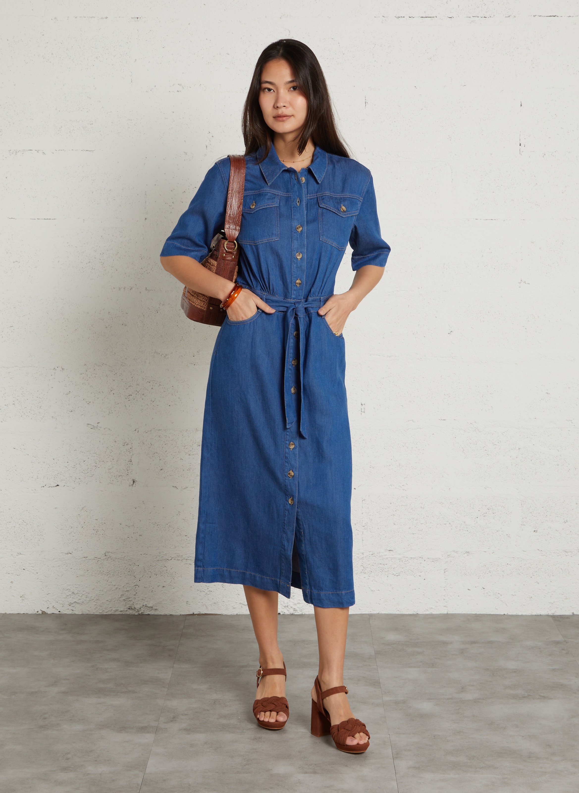 Halflange jeansjurk MAISON 123 Blauw