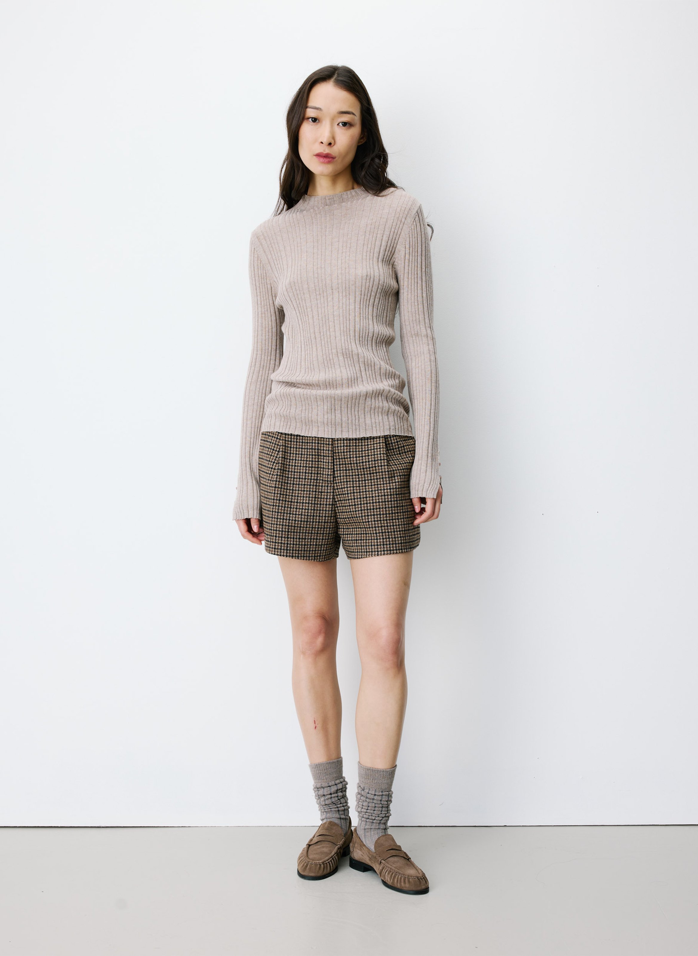 Ribbed fitted sweater GRACE ET MILA Brown
