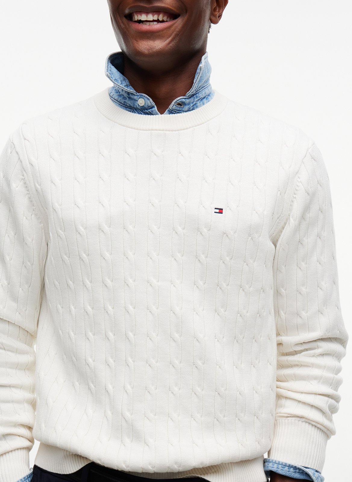 Straight organic cotton round-neck sweater TOMMY HILFIGER Gelb