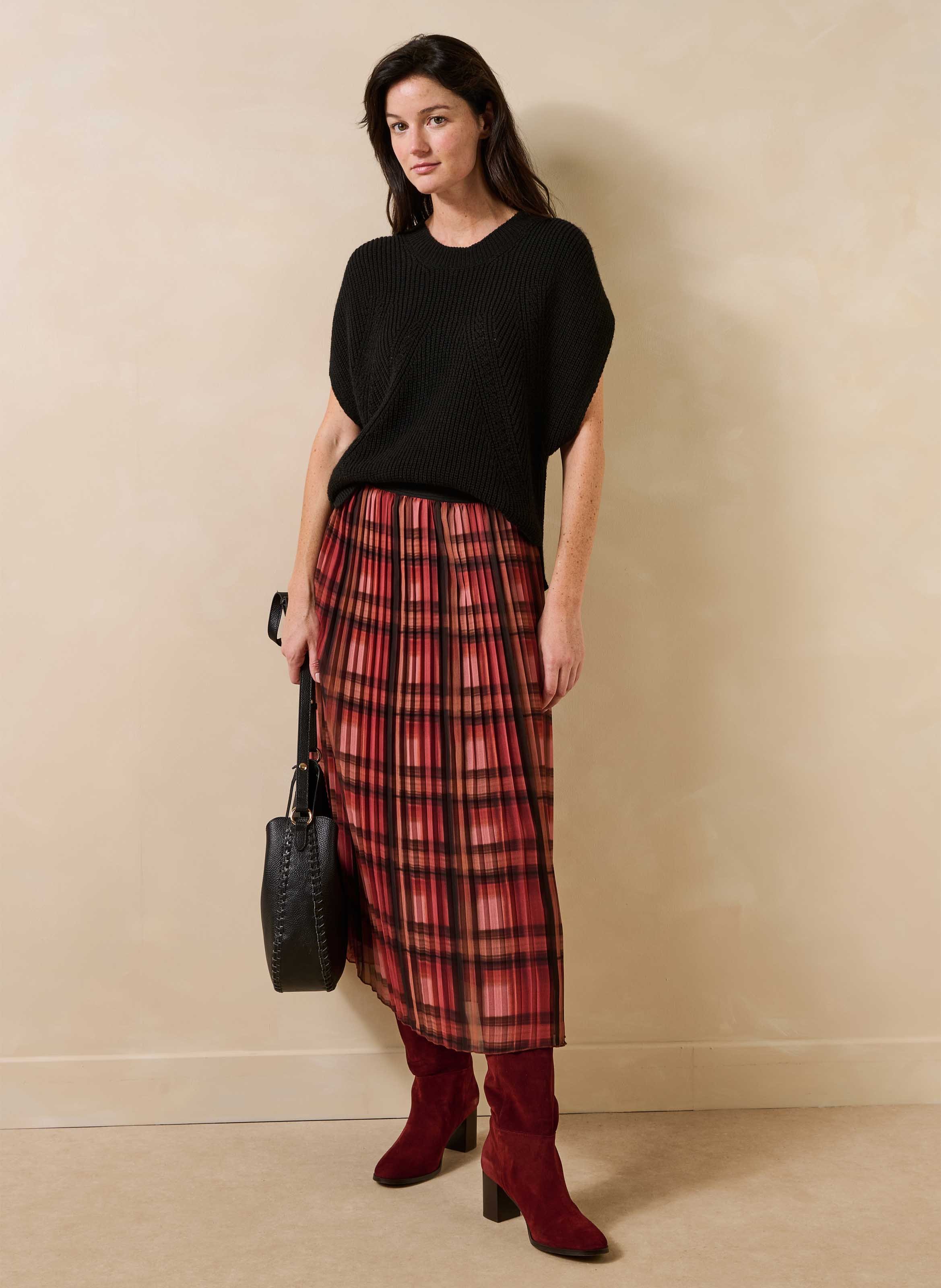 Ample ribbed boat neck sweater with pearl detail LA FEE MARABOUTEE Black