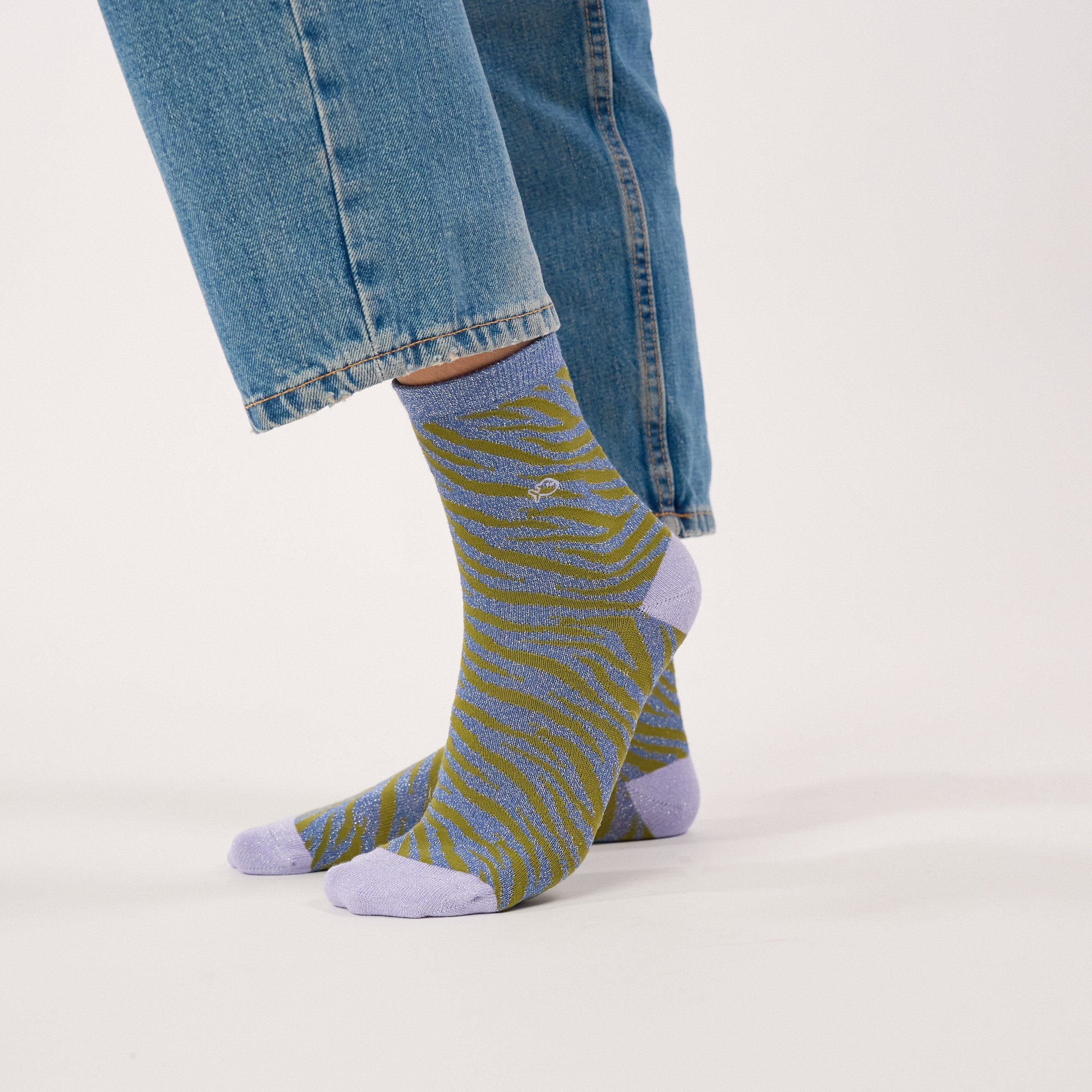 Combed Cotton Zebra Socks | Blue BILLYBELT Women