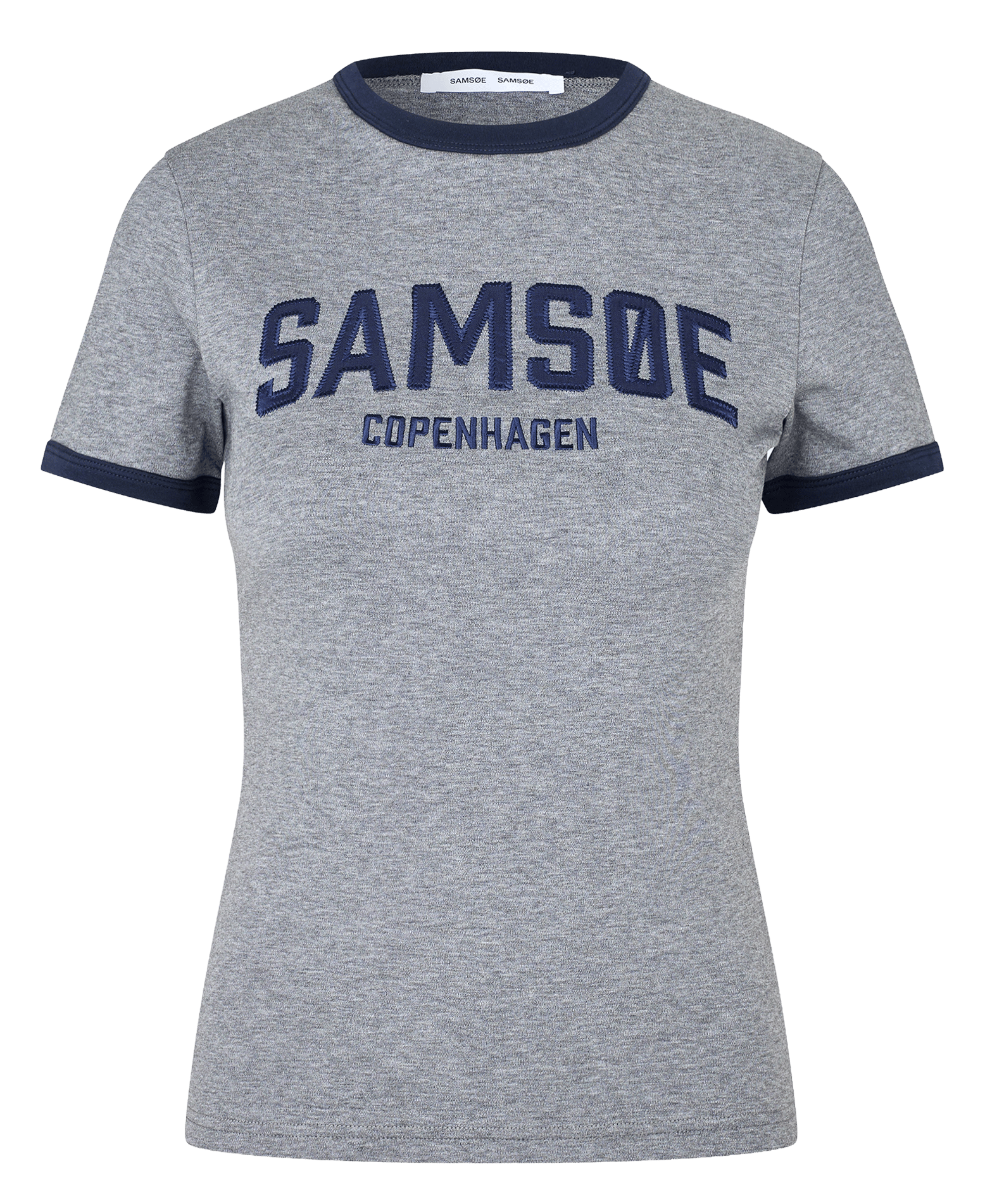 T-shirt droit col rond imprimé en coton bio SAMSOE SAMSOE Gris