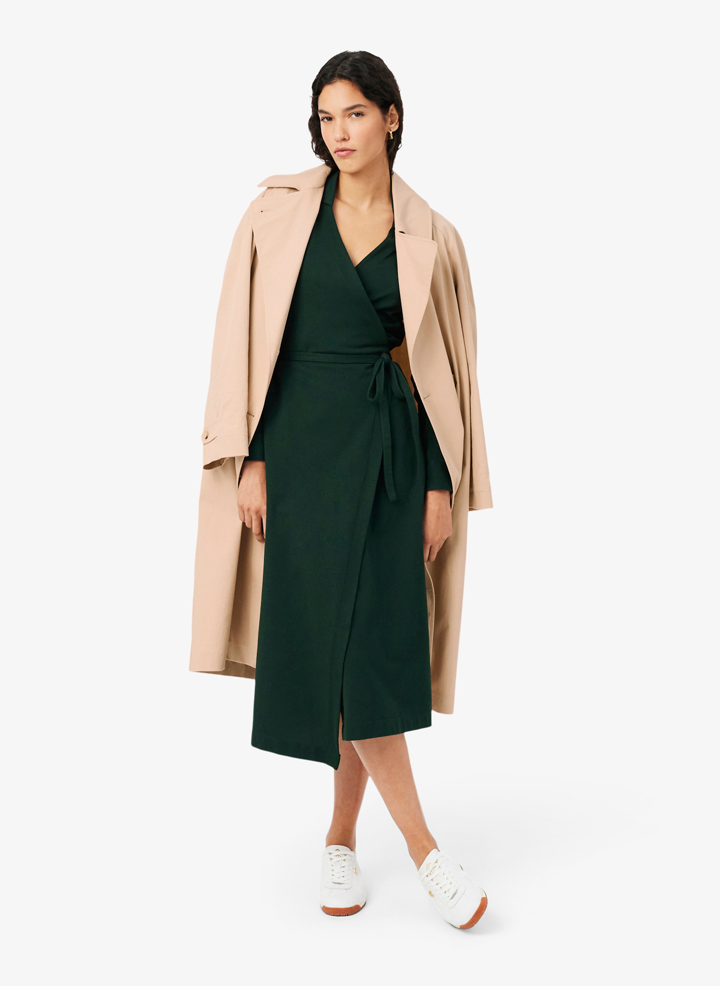Robe cache-cœur cintrée en coton mélangé LACOSTE Vert
