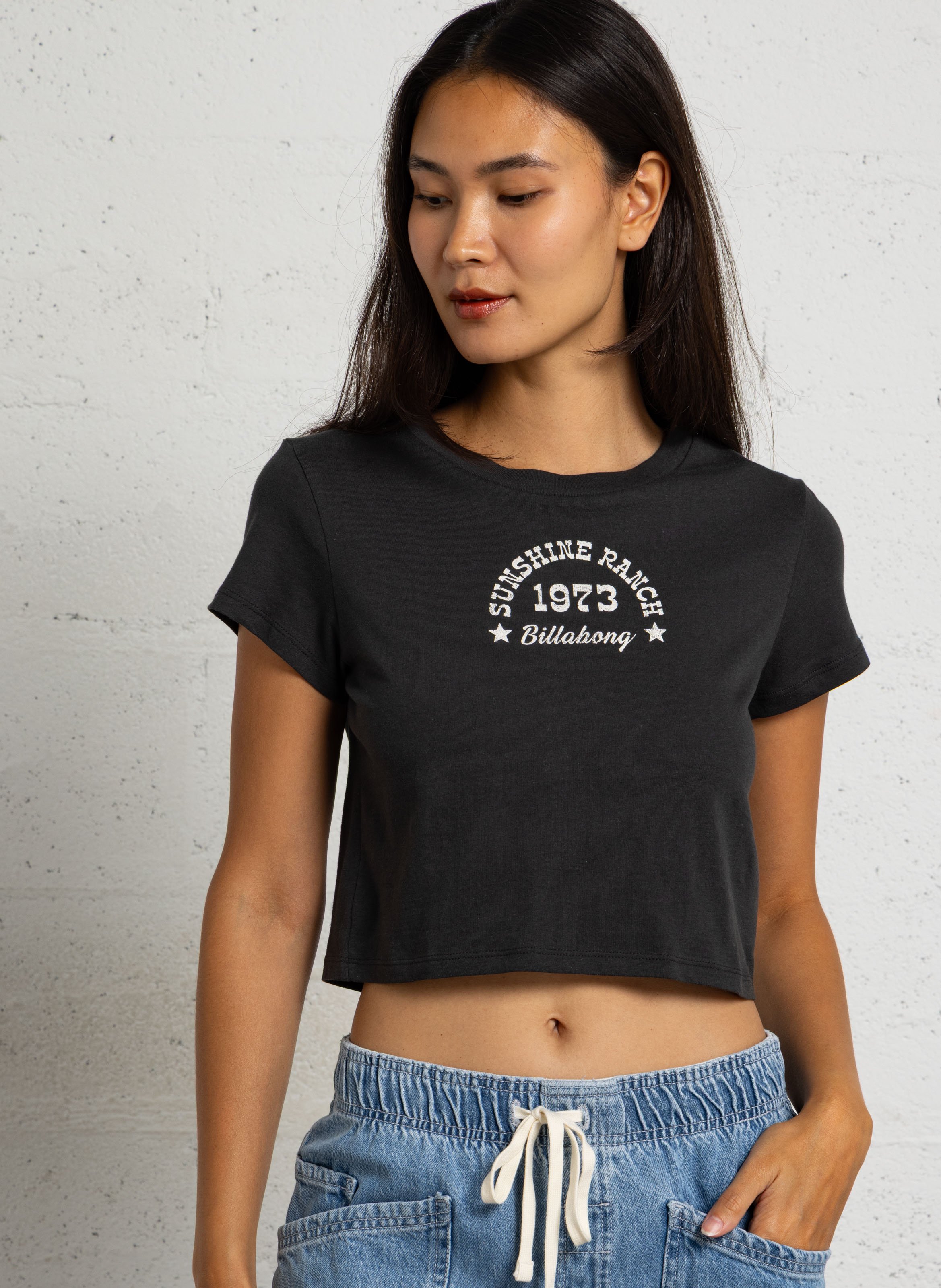 T-shirt court en coton mélangé BILLABONG Noir