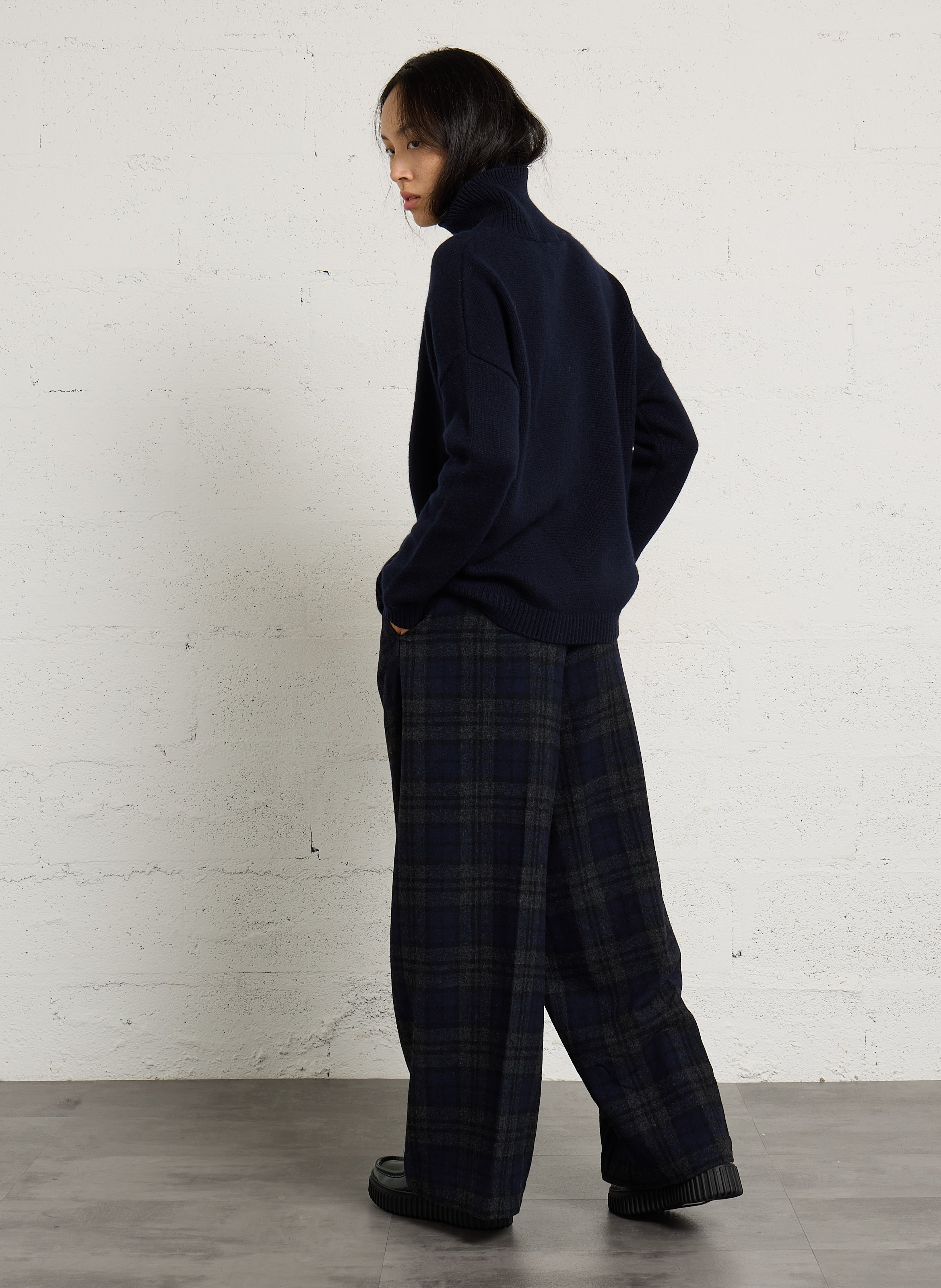 Pantalon droit large en laine mélangée BELLEROSE Vert