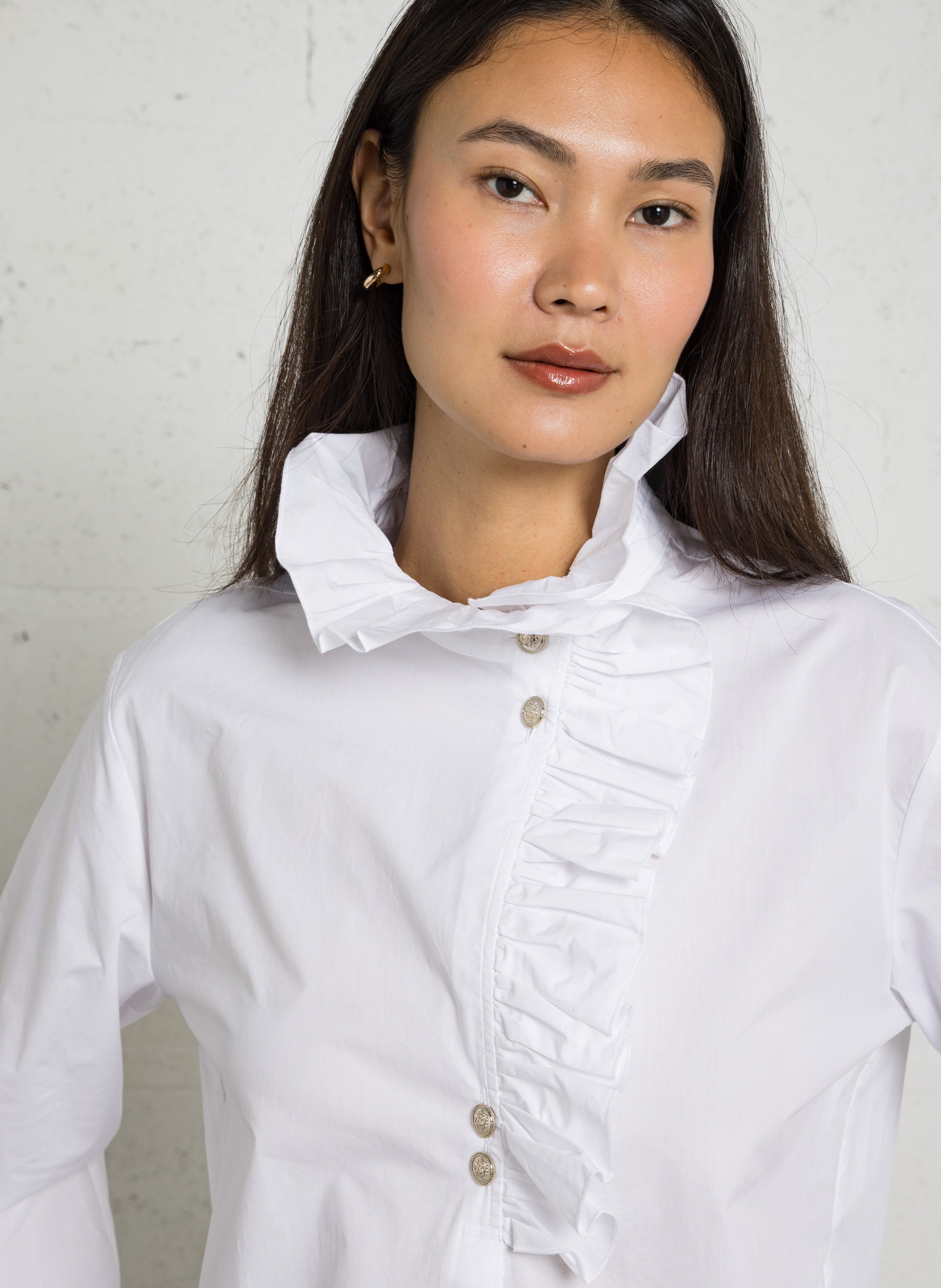 Blouse droit col victorien en coton LIU JO Blanc