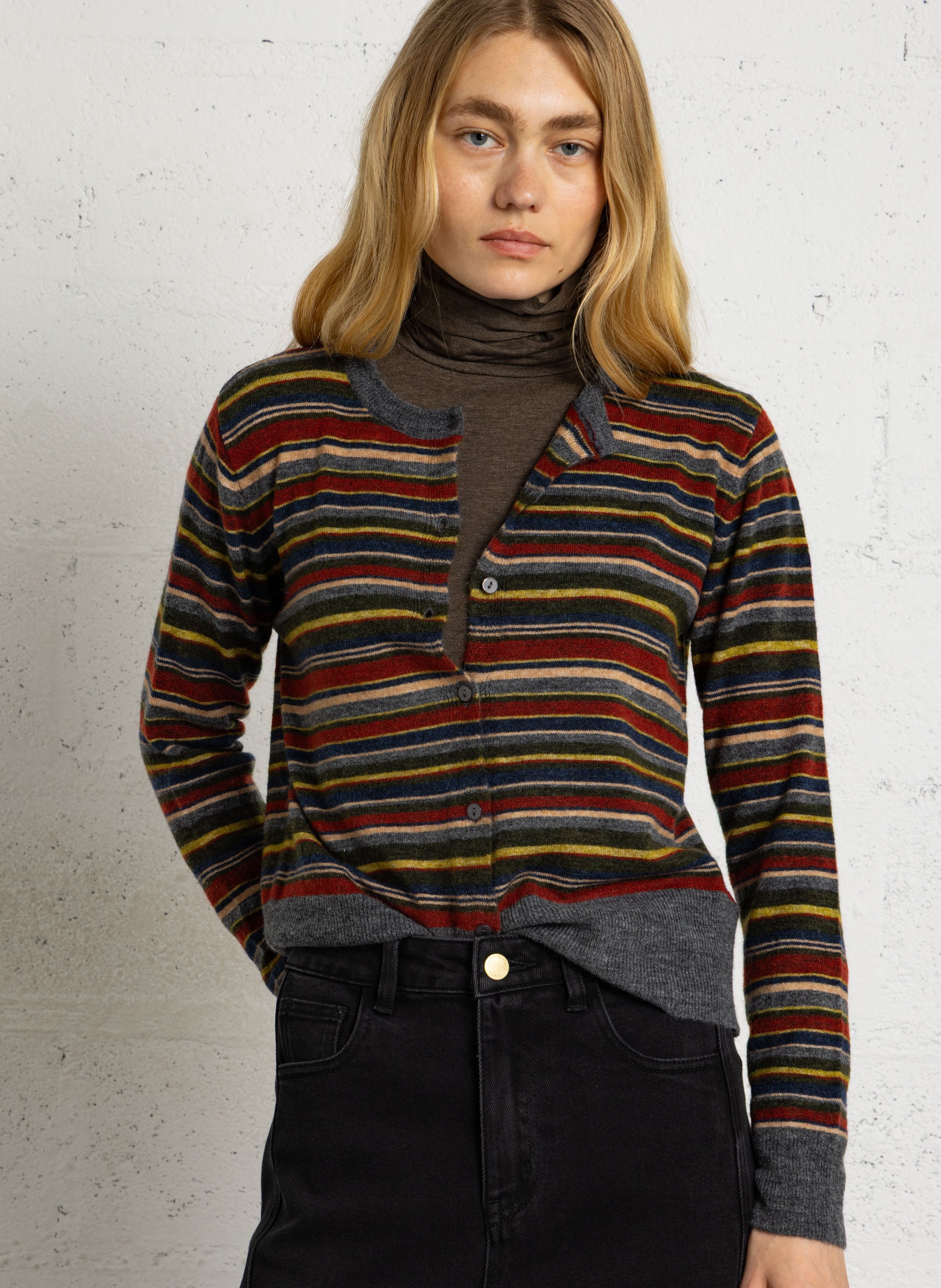Rundhals gestreiftes Strickweste NICE THINGS