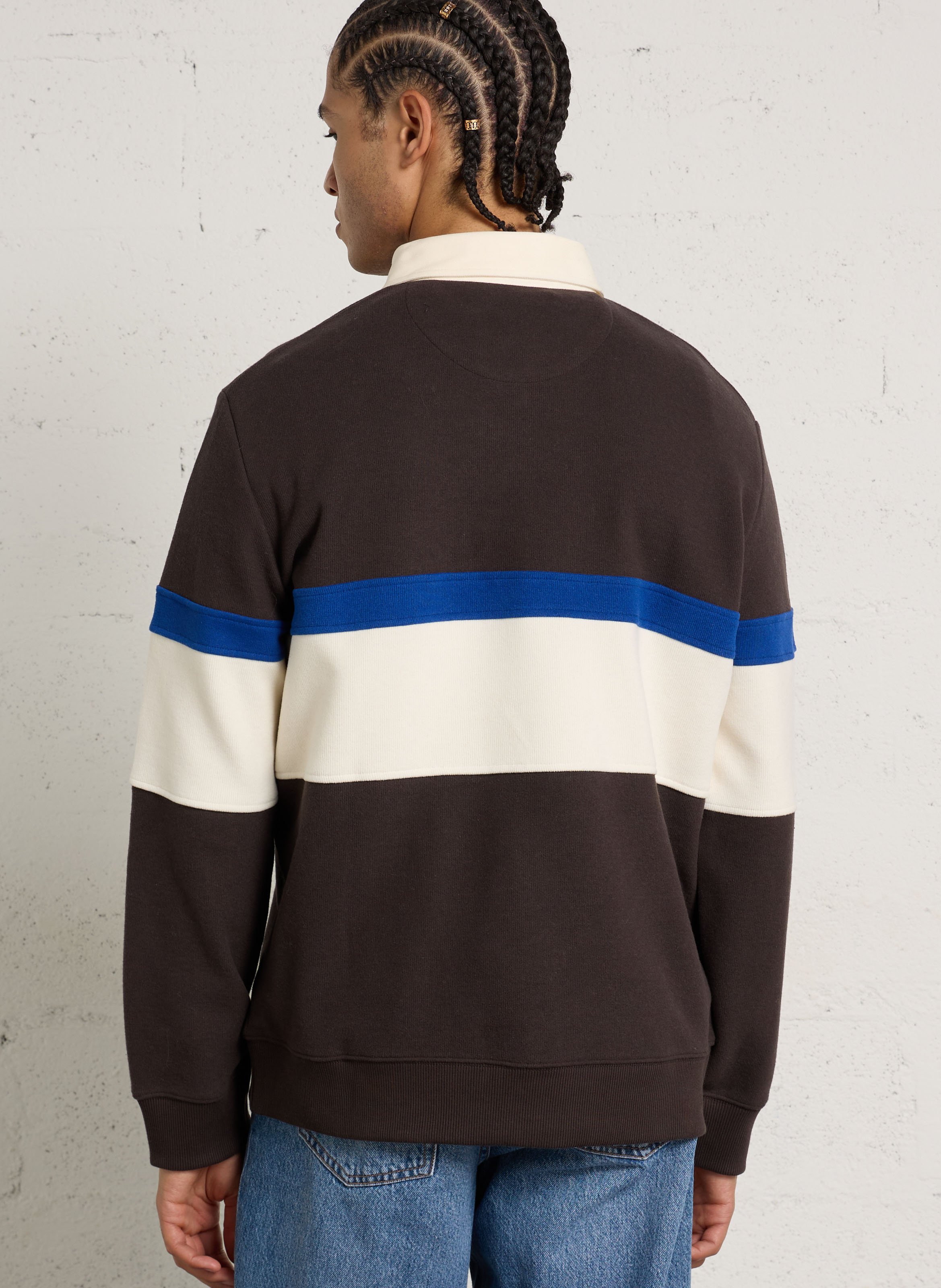 Polo droit à rayures en coton mélangé GANT Marron