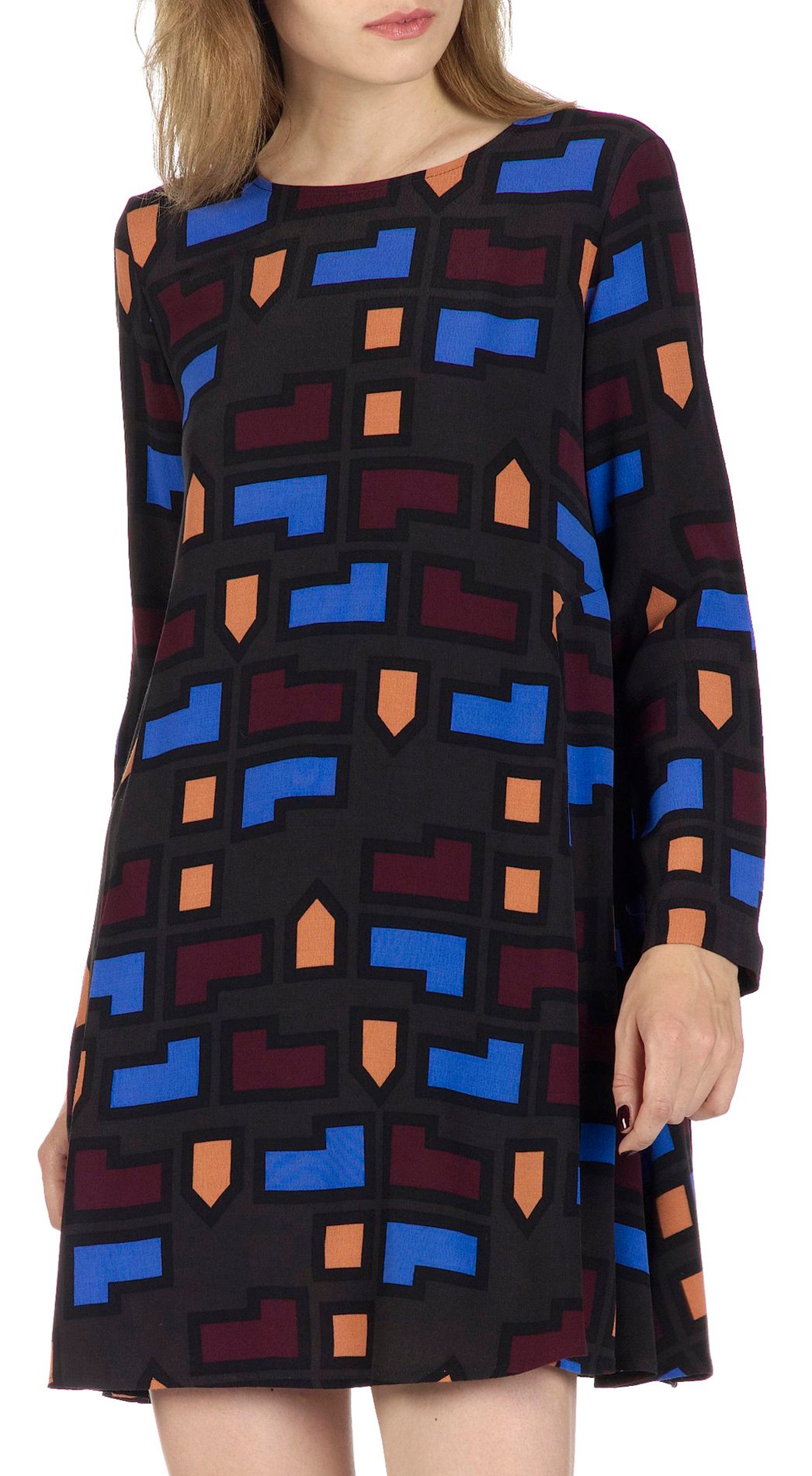 Short printed crepe dress  ATTIC AND BARN Grey