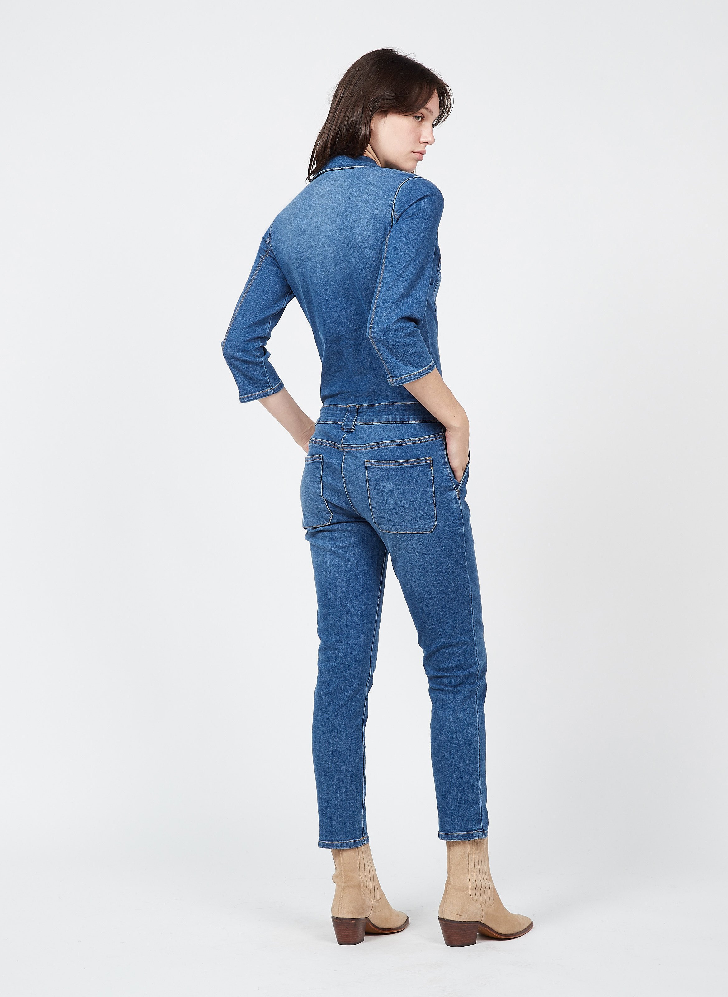 Jumpsuit Van Spijkerstof Medium Blue Denim Vila Dames Place des