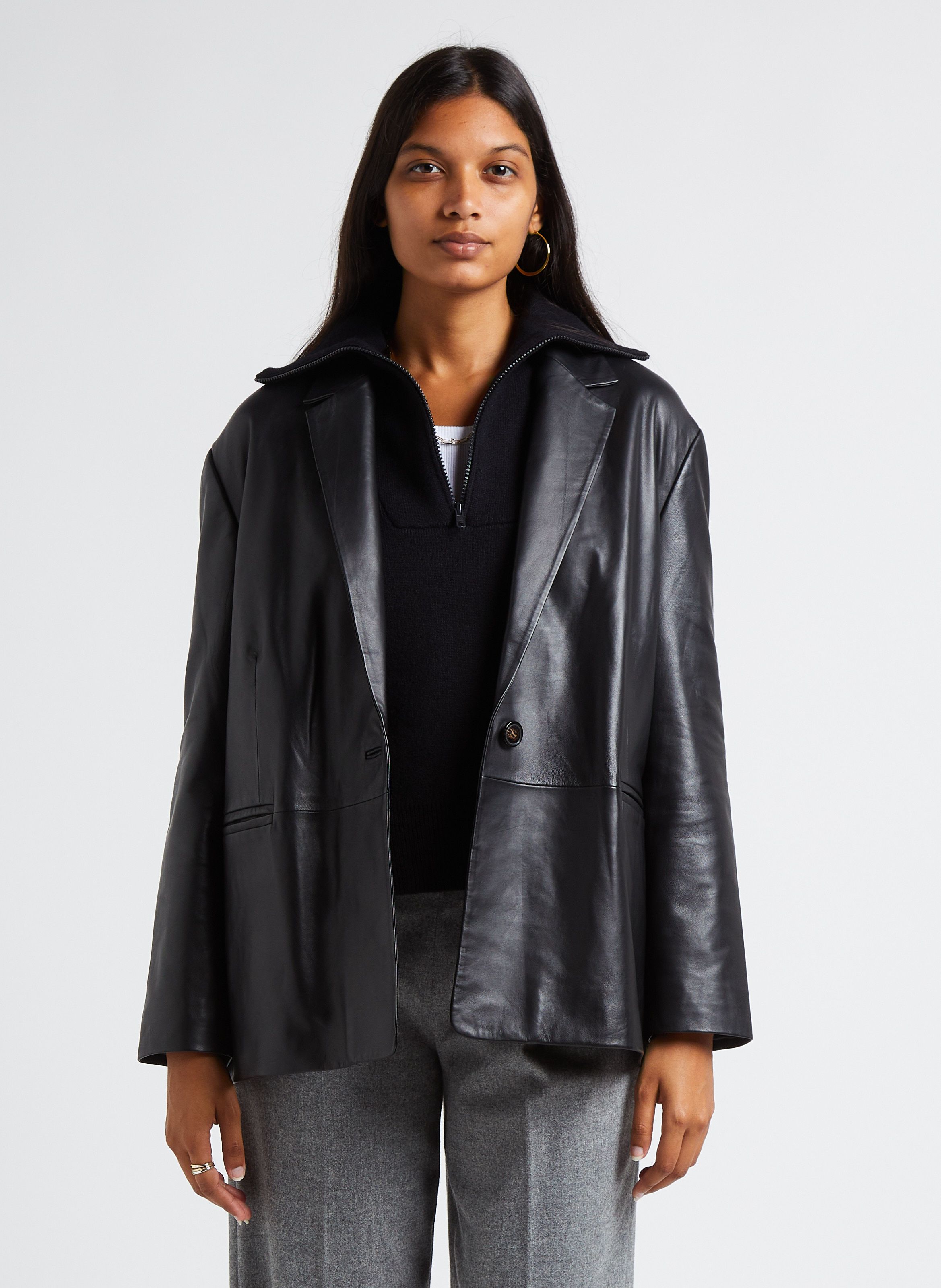 Blouson cuir oversize discount femme