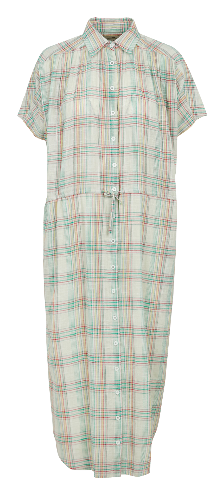Loose-fit checked cotton midi dress with classic collar SWILDENS Blue