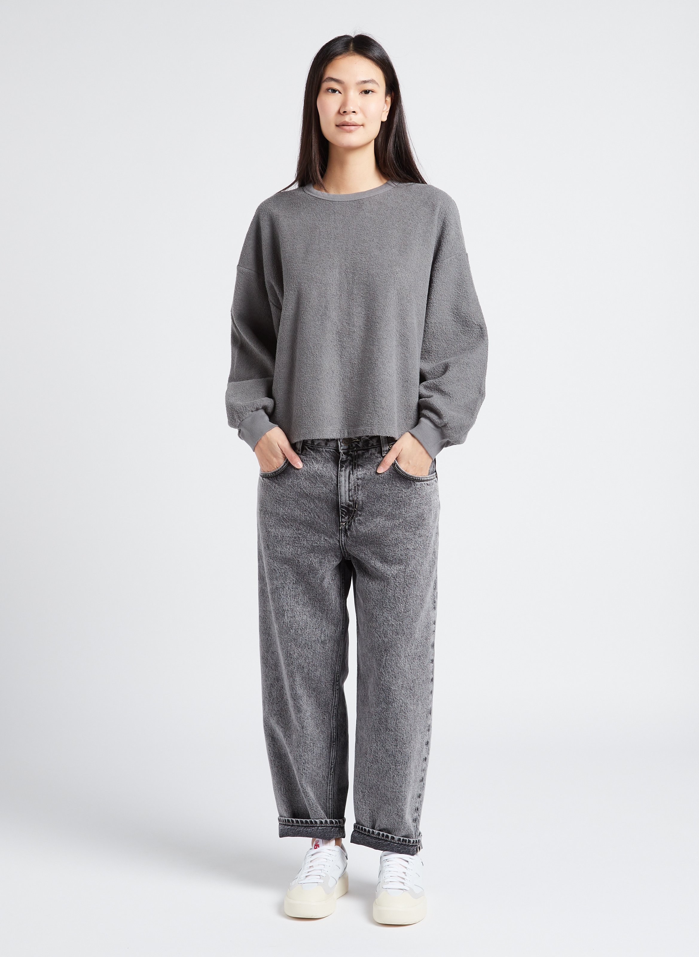 Straight Cut High Waist Jeans aus Baumwolle AMERICAN VINTAGE Grau