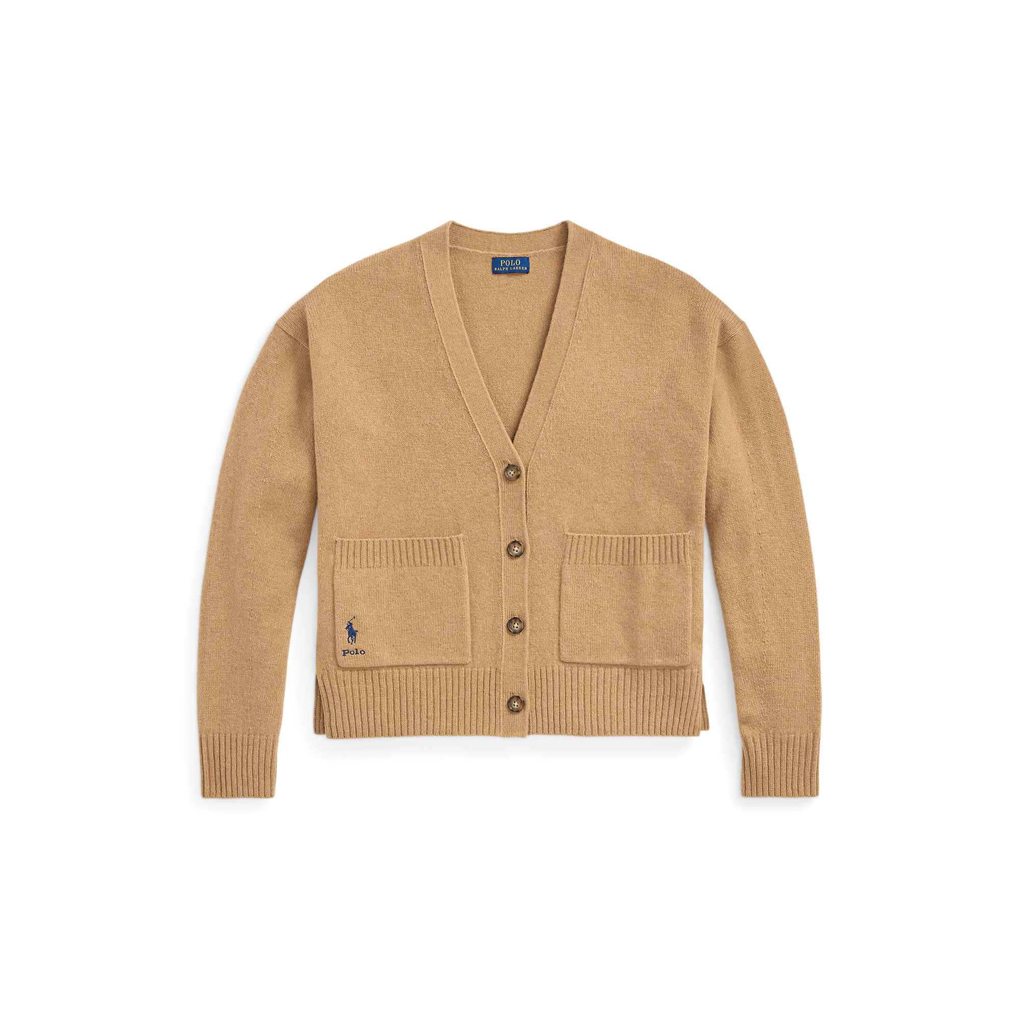 Gilet droit col V en laine et cachemire mélangé POLO RALPH LAUREN Beige