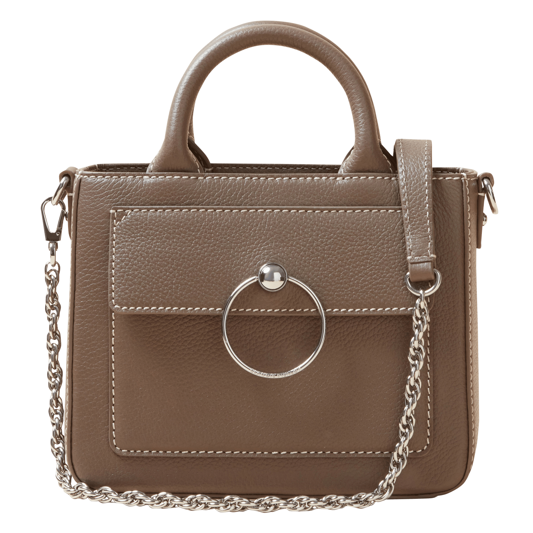 Schoudertas van generfd leer met ketting CLAUDIE PIERLOT Bruin