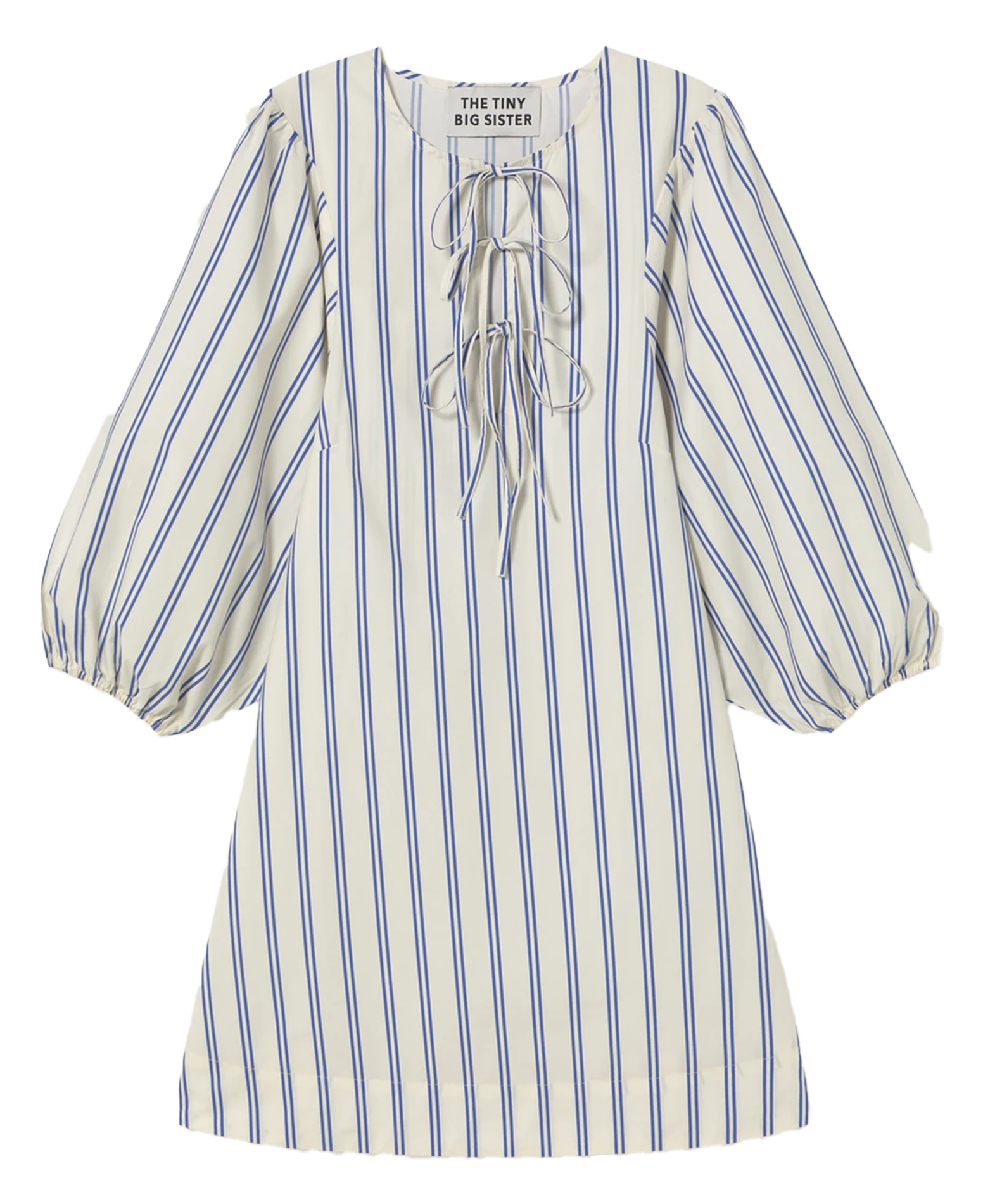 Kurzes Rundhals-Streifenkleid aus Baumwolle THE TINY BIG SISTER Blau