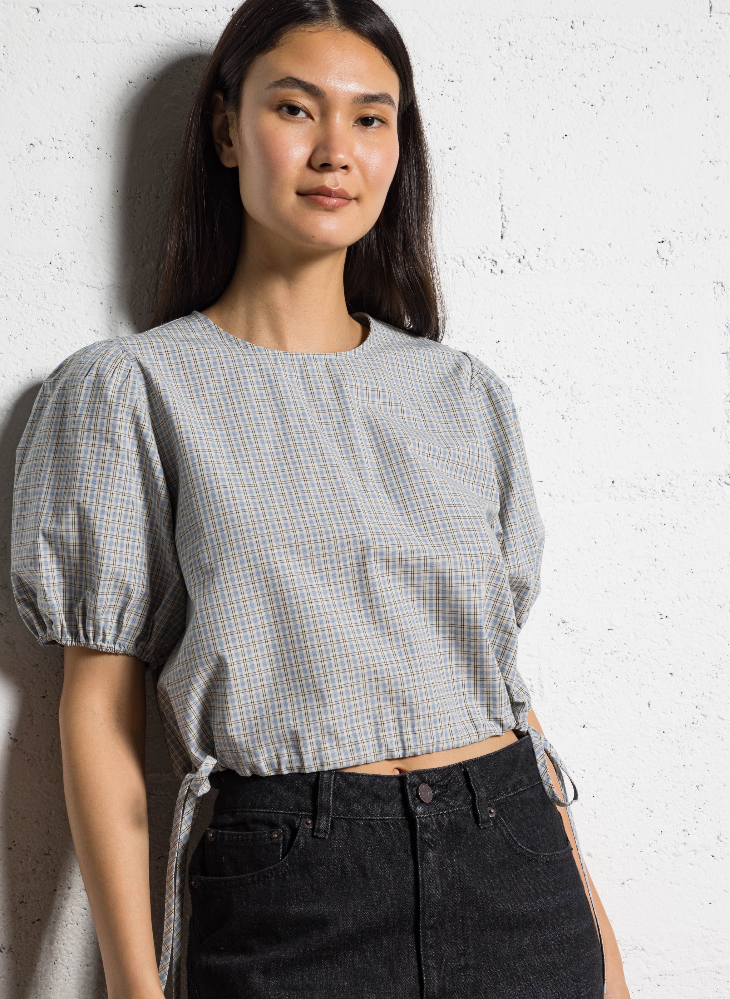 Top met geruite knoopmotief THE TINY BIG SISTER