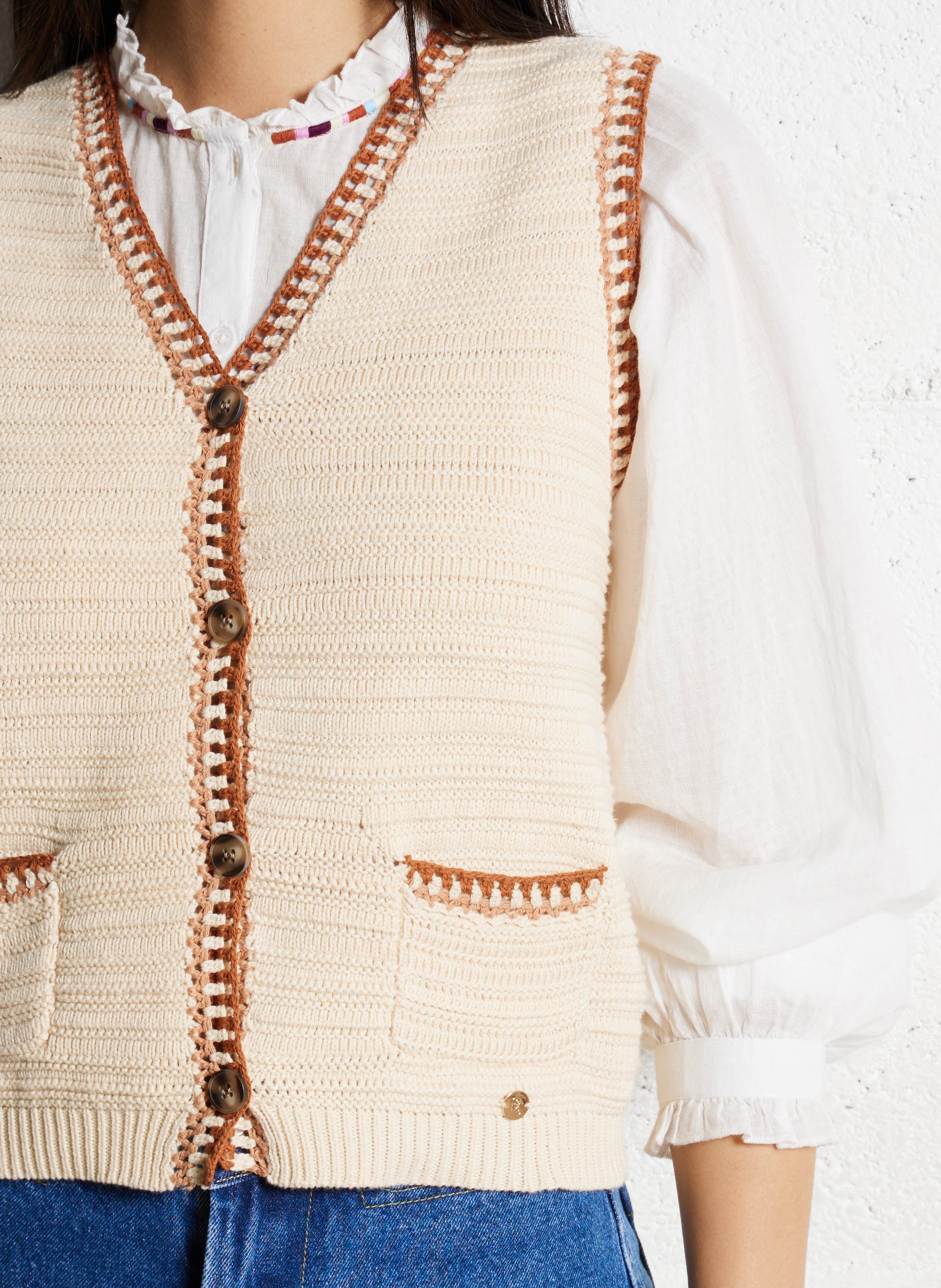 Straight-cut cotton V-neck cardigan LA PETITE ETOILE Beige