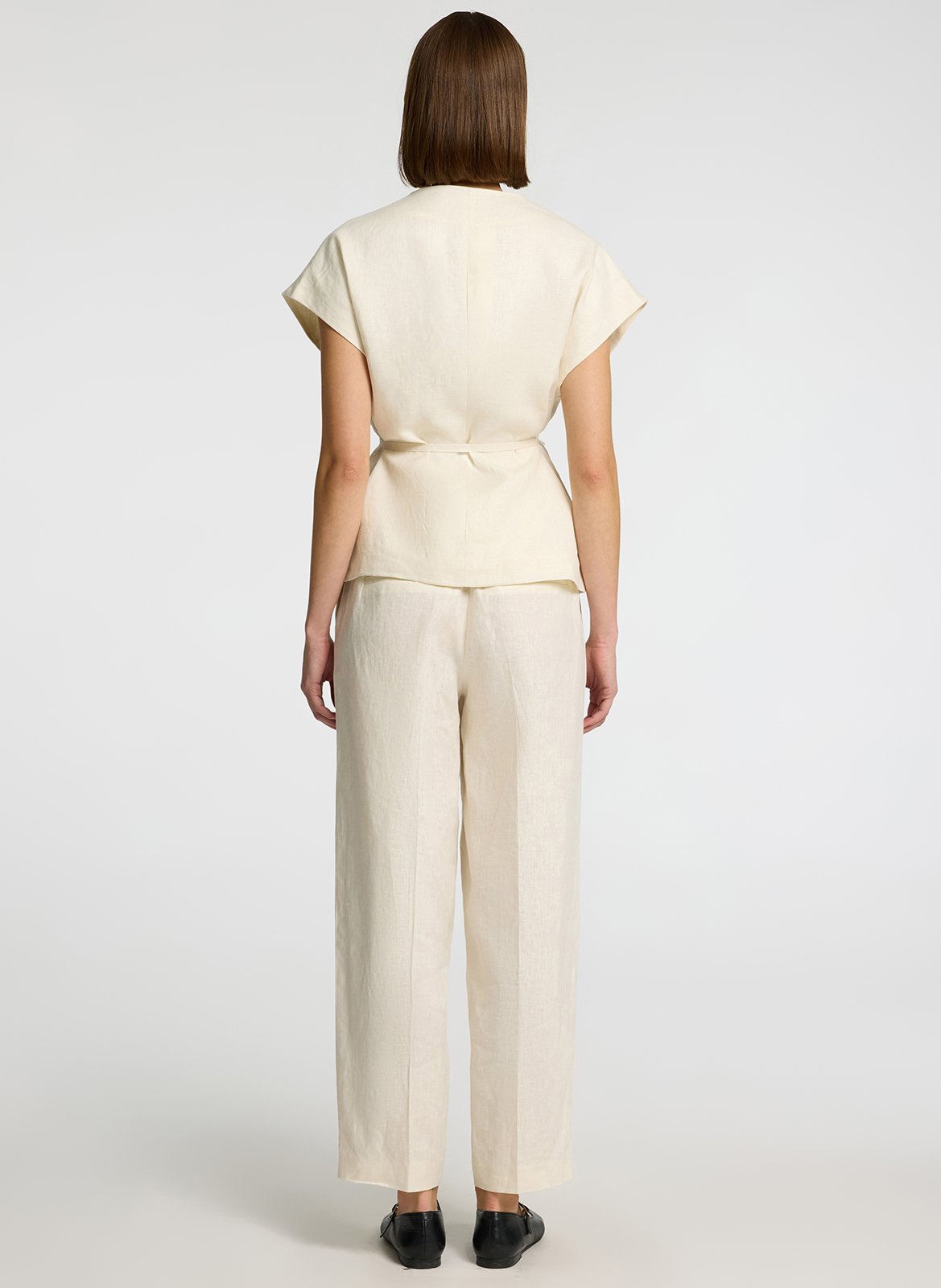 Pantalon à pinces en lin SELECTED Beige