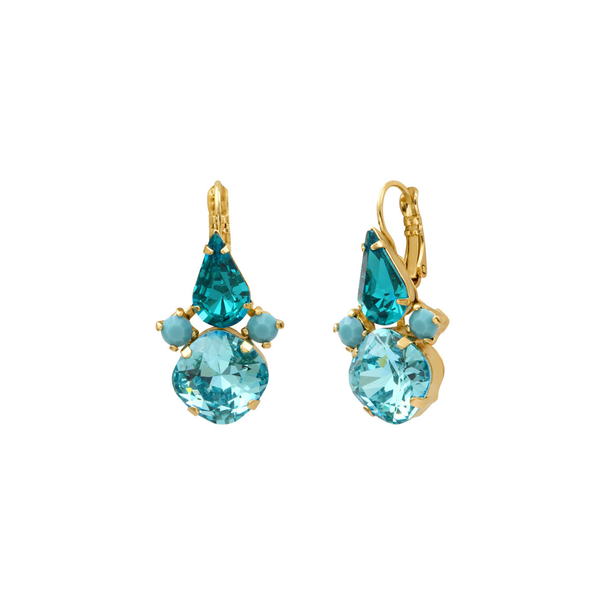 Boucles d'oreilles dormeuses strass cristal SATELLITE PARIS Bleu