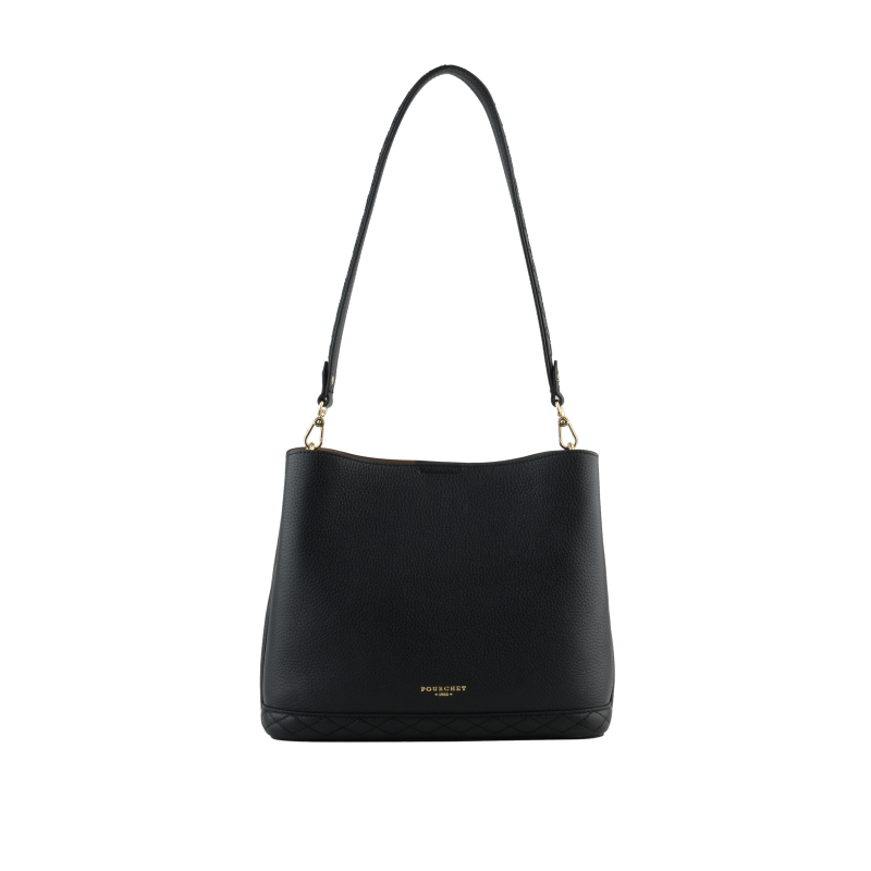 Satchel - cowhide leather POURCHET Black