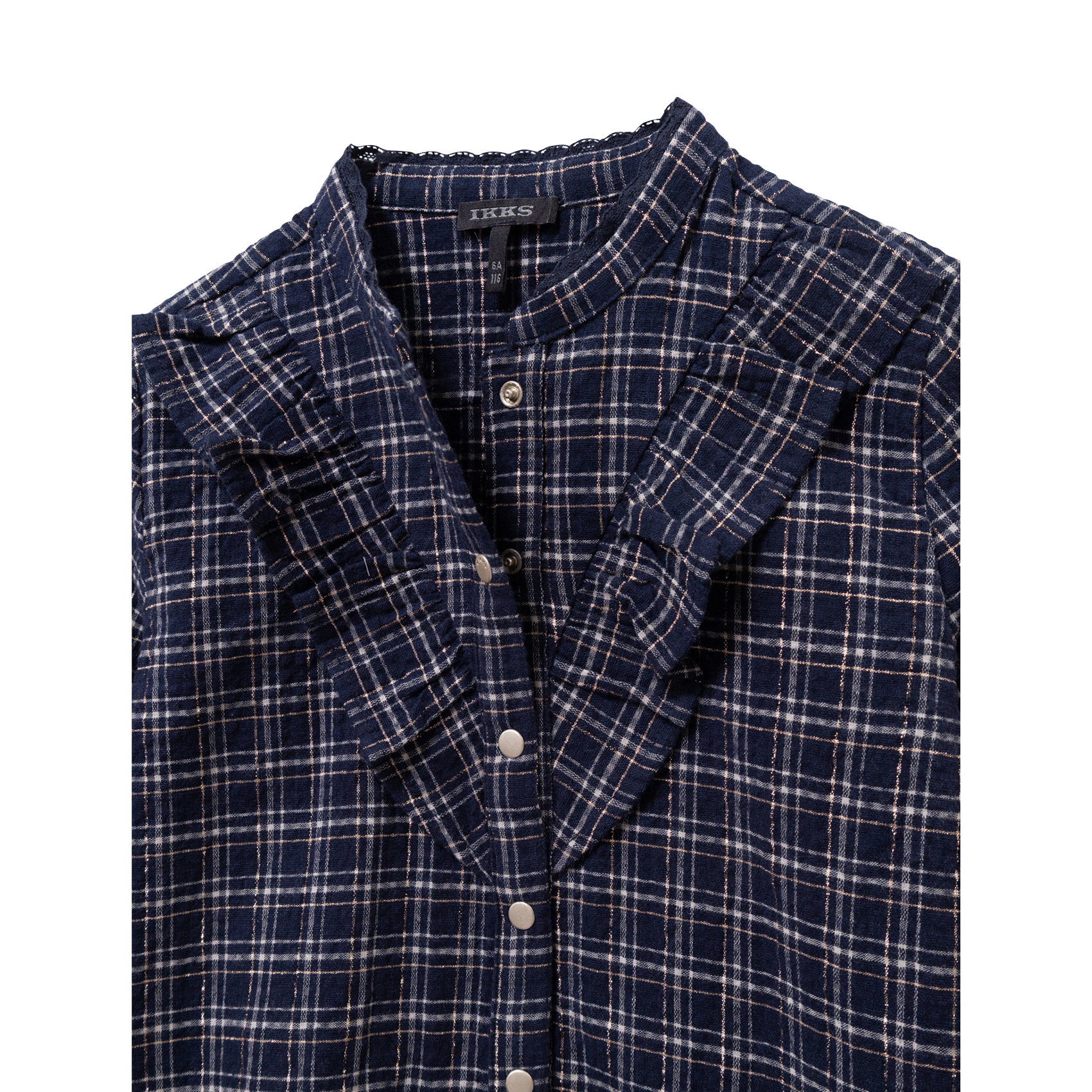 Chemise col rond à carreaux IKKS JUNIOR Bleu